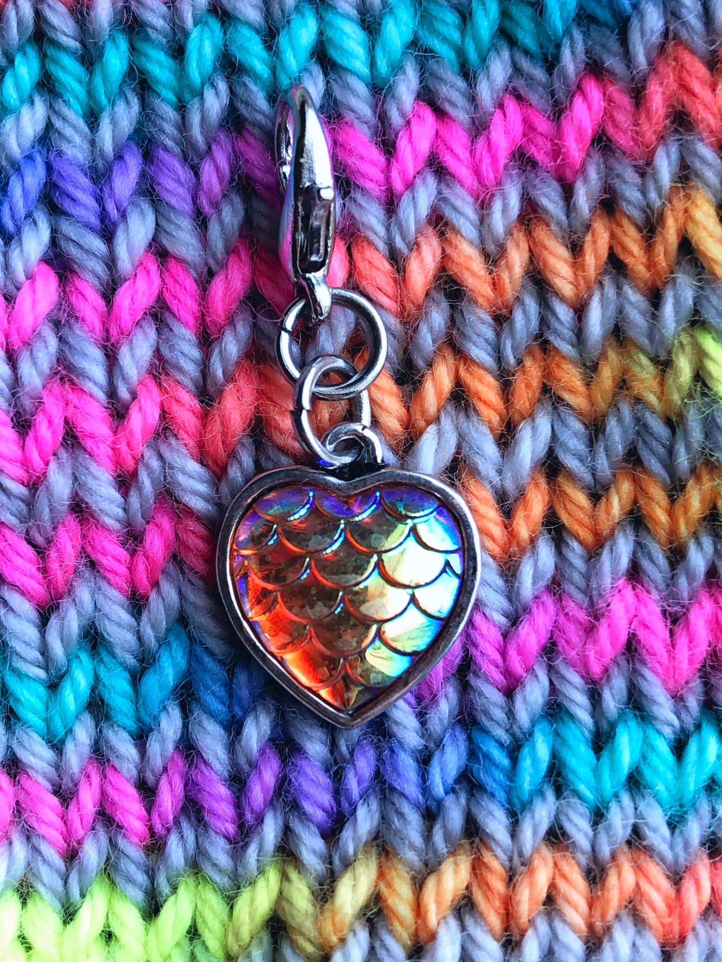 Mermaid Scales Heart Progress Keeper, Knitting Crochet Zipper Pull