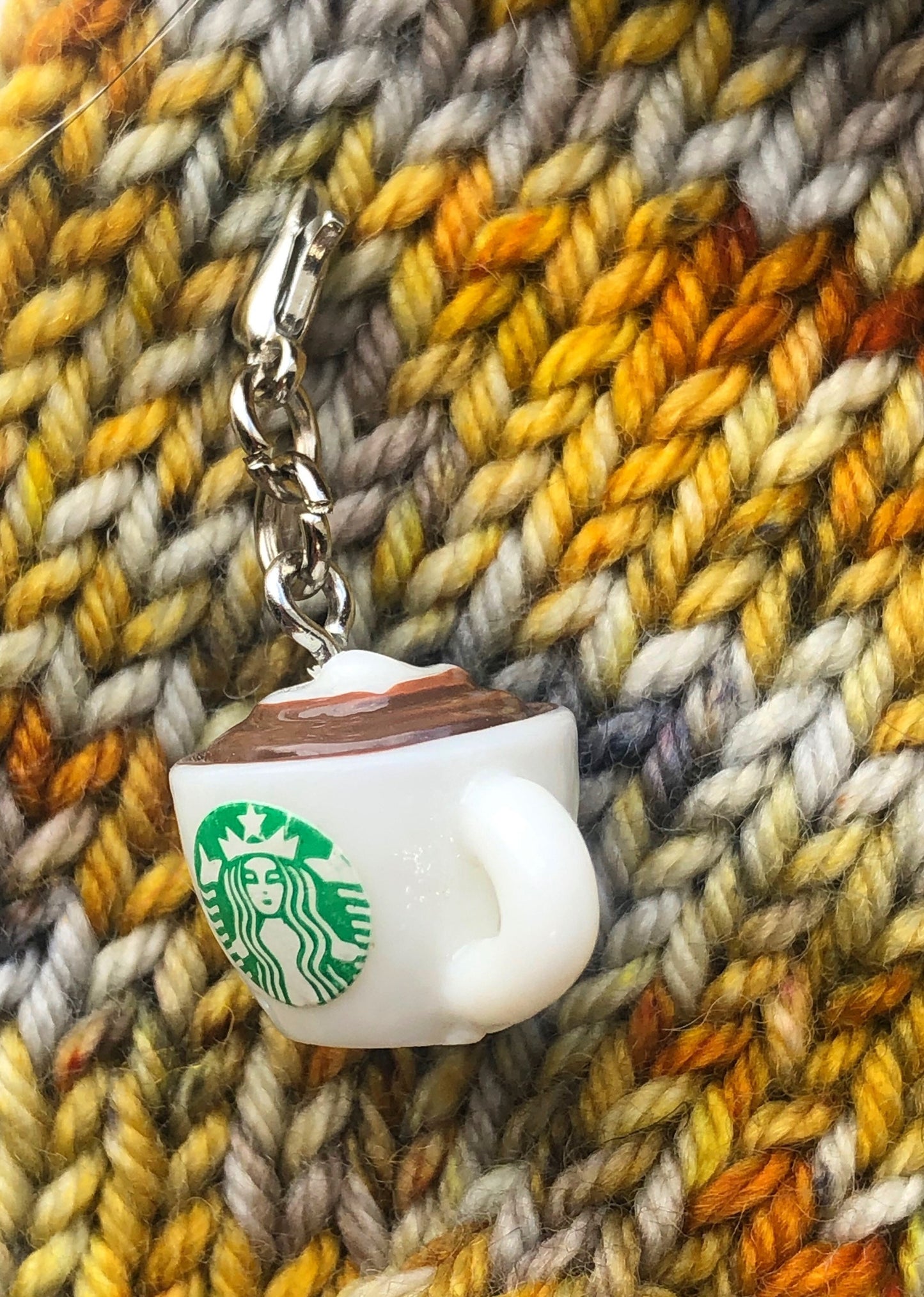 Latte Coffee Cup Zipper Pull Charm, Progress Keeper, Stitch Marker