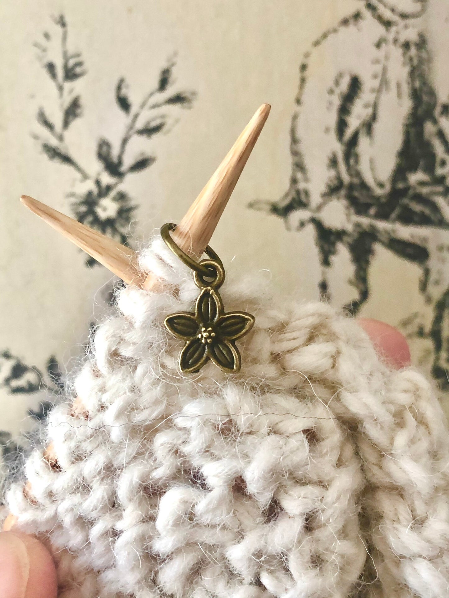 Bronze Flower Stitch Markers, Snag Free Knit Accessories, Set of 6