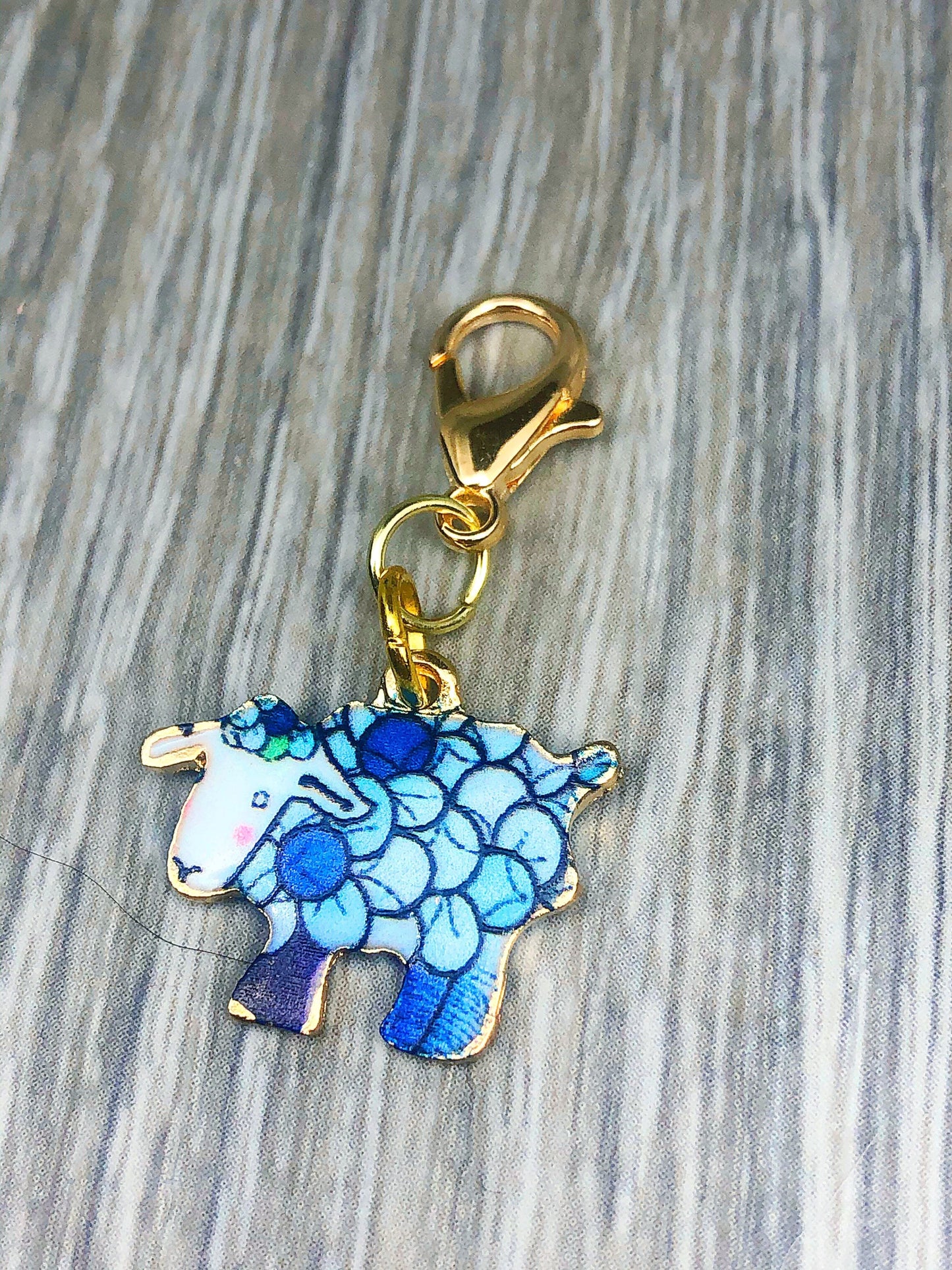 Blue Sheep Progress Keeper, Knitting Stitch Marker, Gift for Knitters