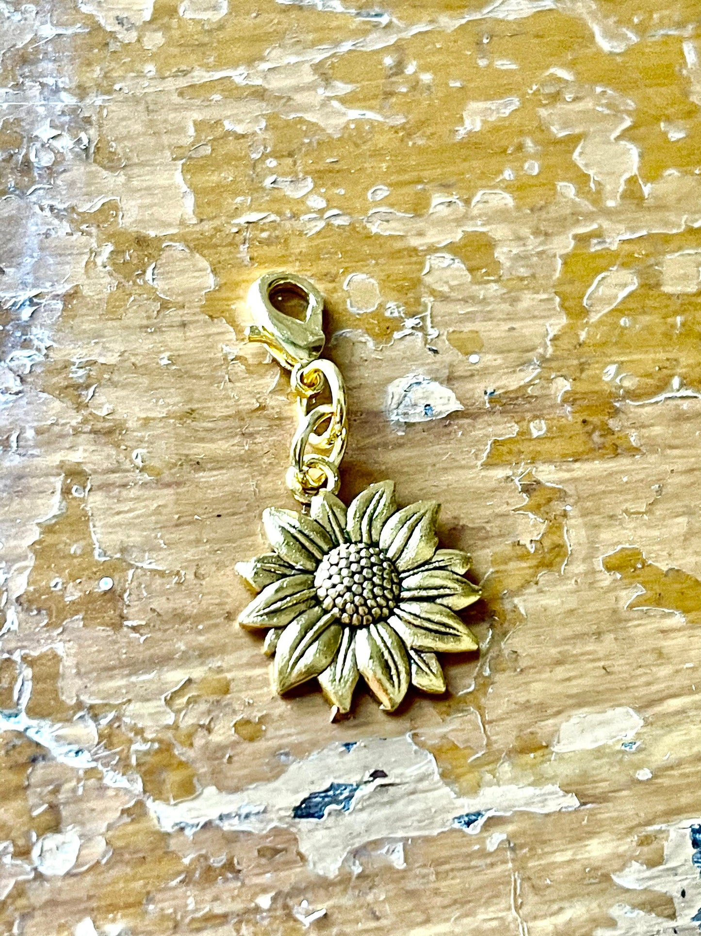 Gold Sunflower Progress Keeper, Crafter Zipper Pull Accessory