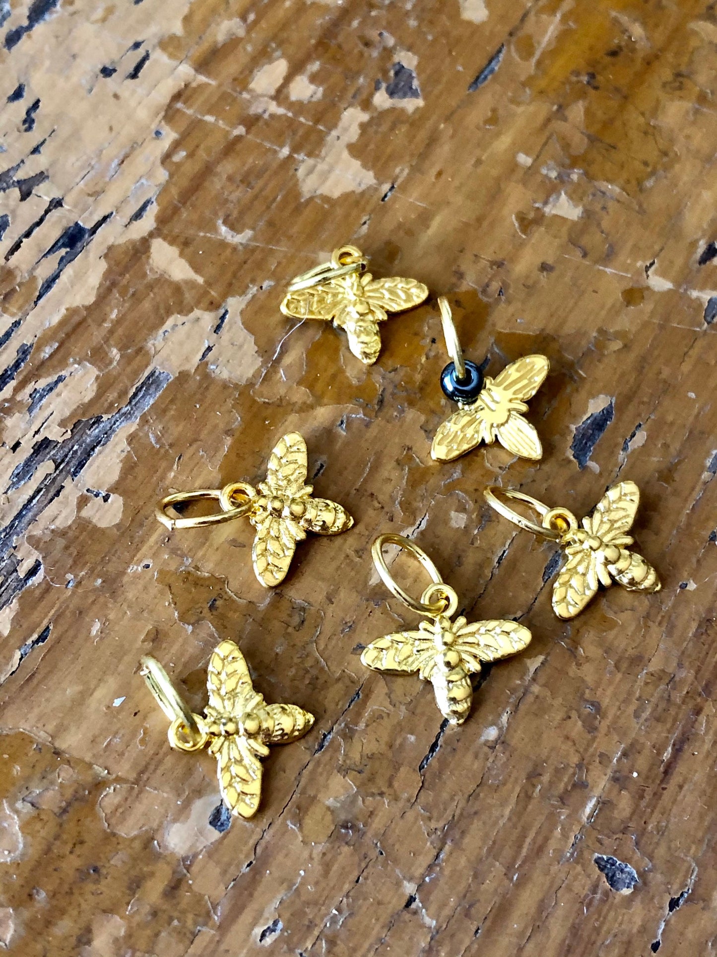 Gold Honey Bee Snagfree Stitch Markers, Knitting Progress Keepers