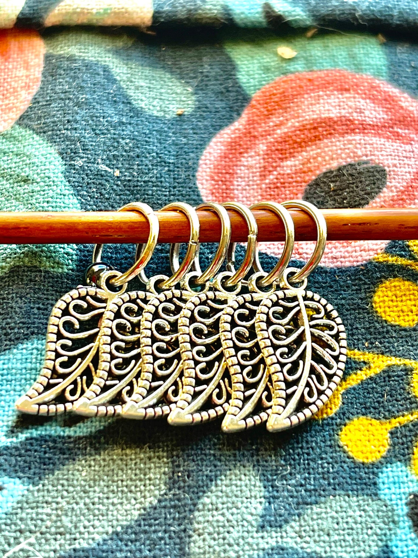 Silver Leaf Stitch Markers, Knitting Needle Accessories