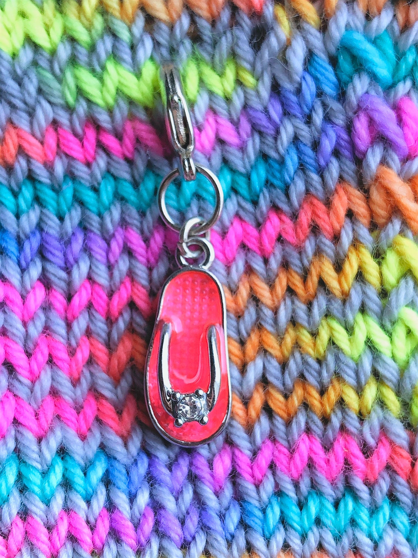 Pink Flip Flop Progress Keeper Charm, Knitting Crochet Gift