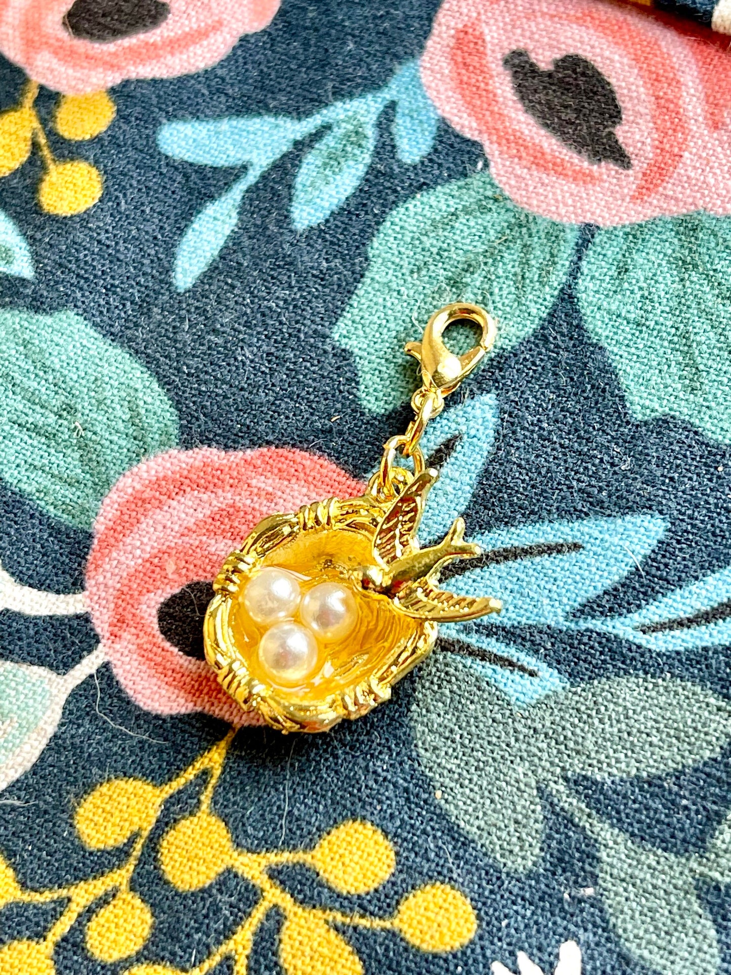 Antique Copper Bird Nest Progress Marker, Knitting Crochet Accessory