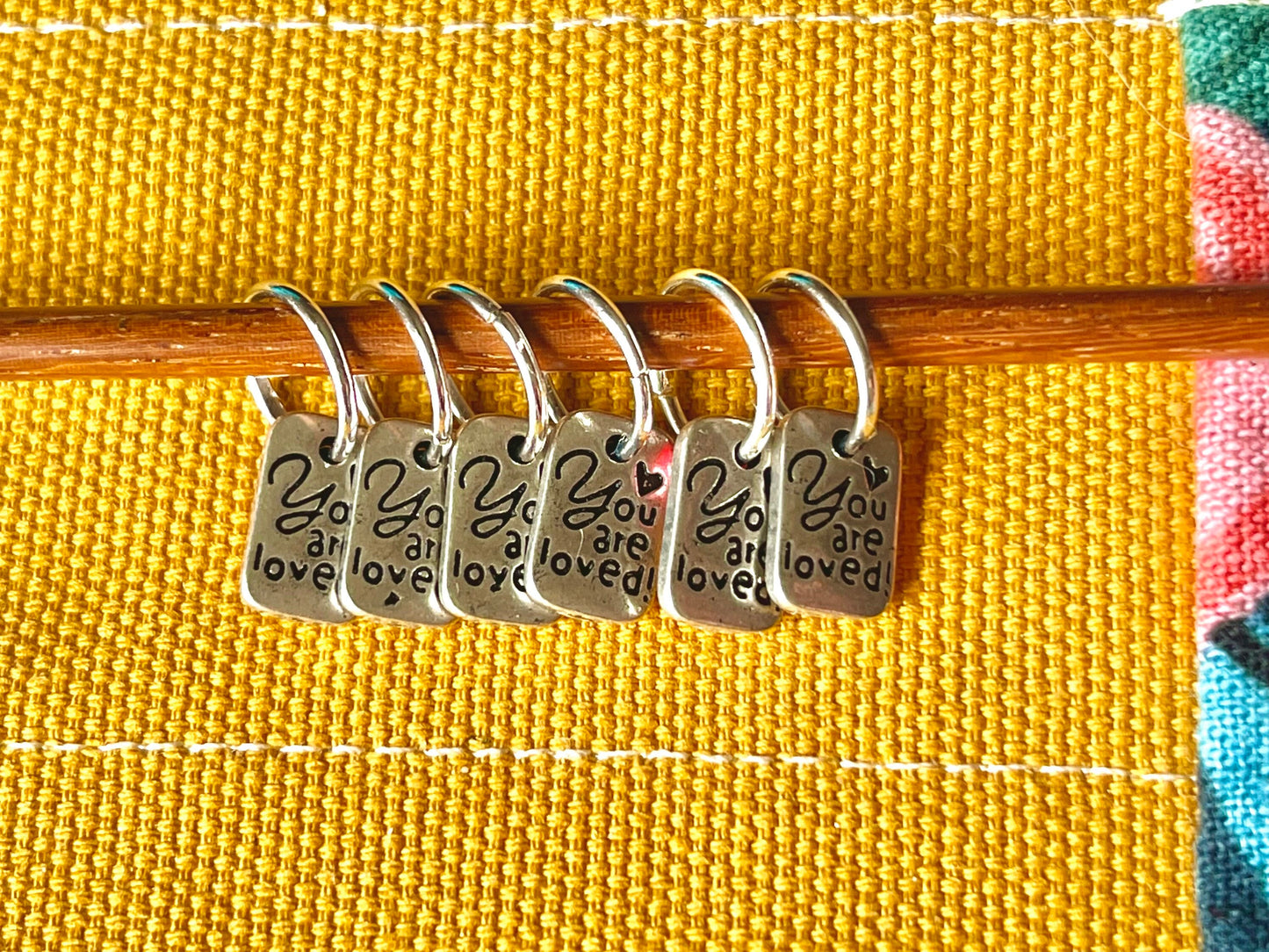 You Are Loved Stitch Markers, Snagfree Knitting Notions, Fits US11 Needles