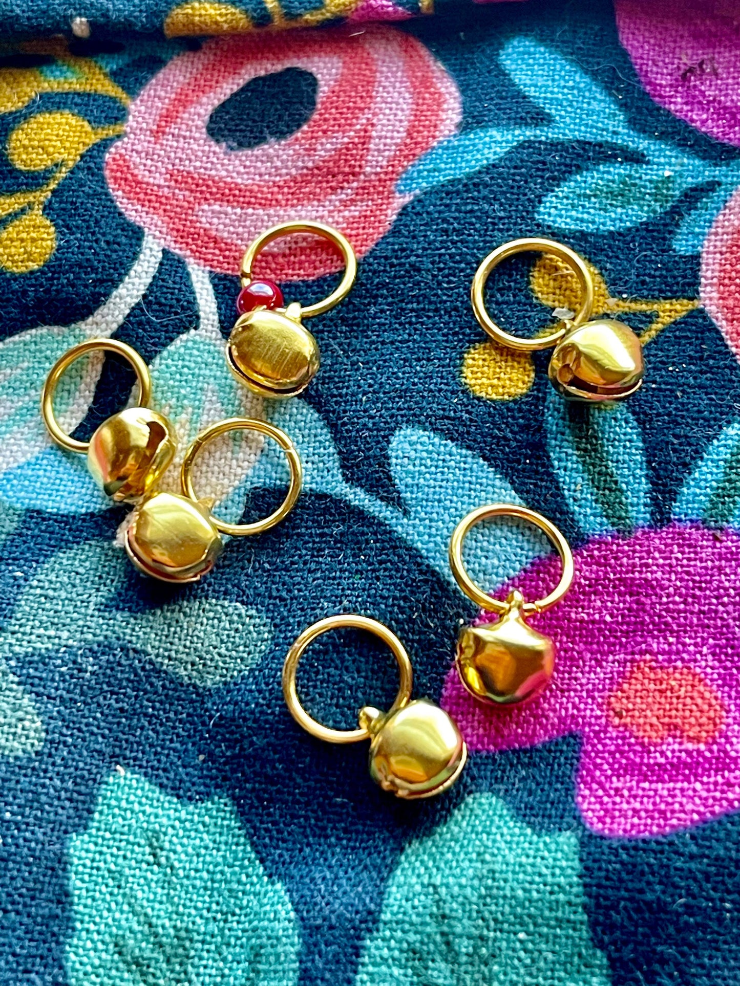 Gold Jingle Bells Stitch Markers, Knitting Notions
