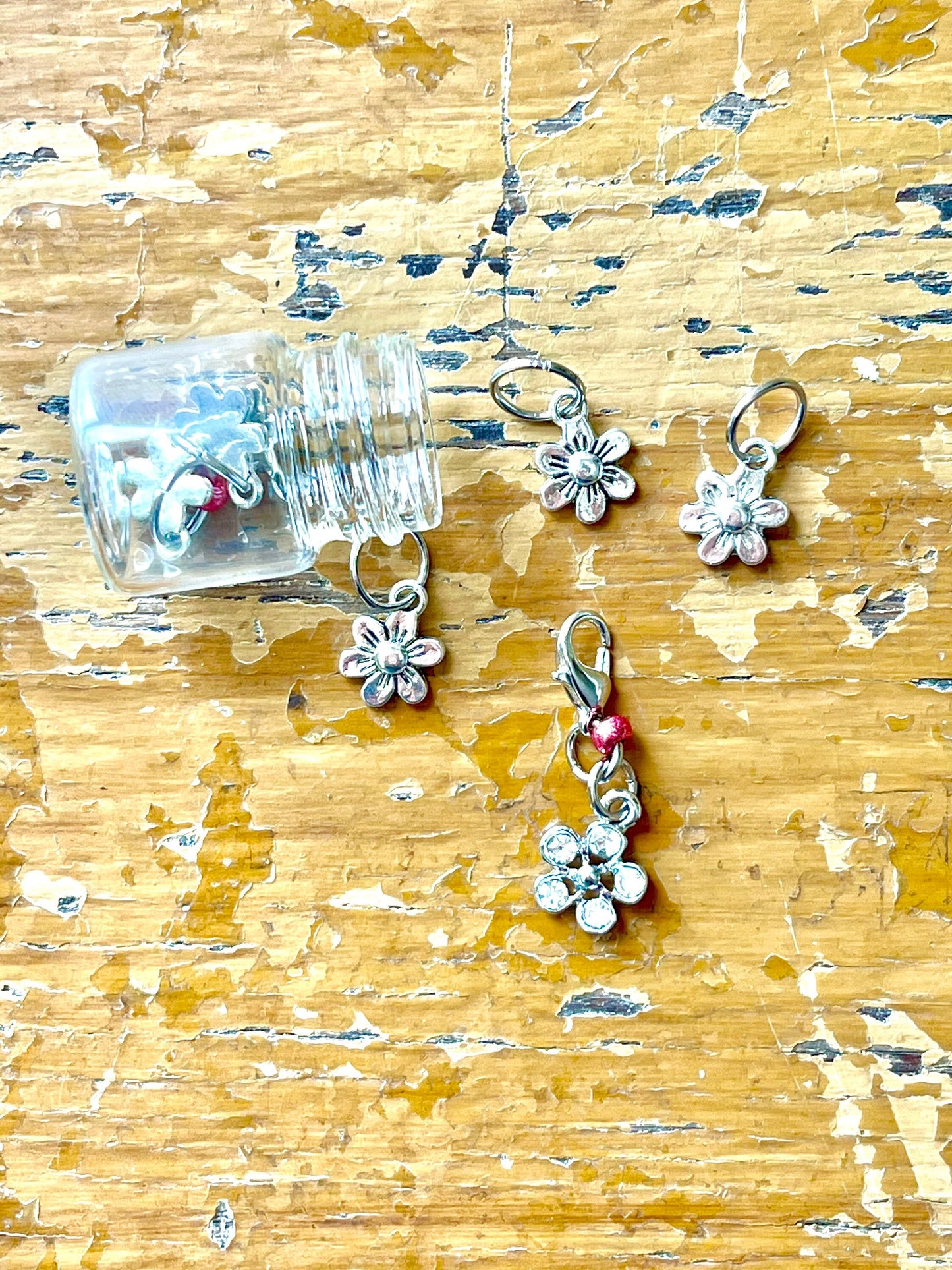 Silver Flower Snagless Stitch Markers, Knitting Accessories