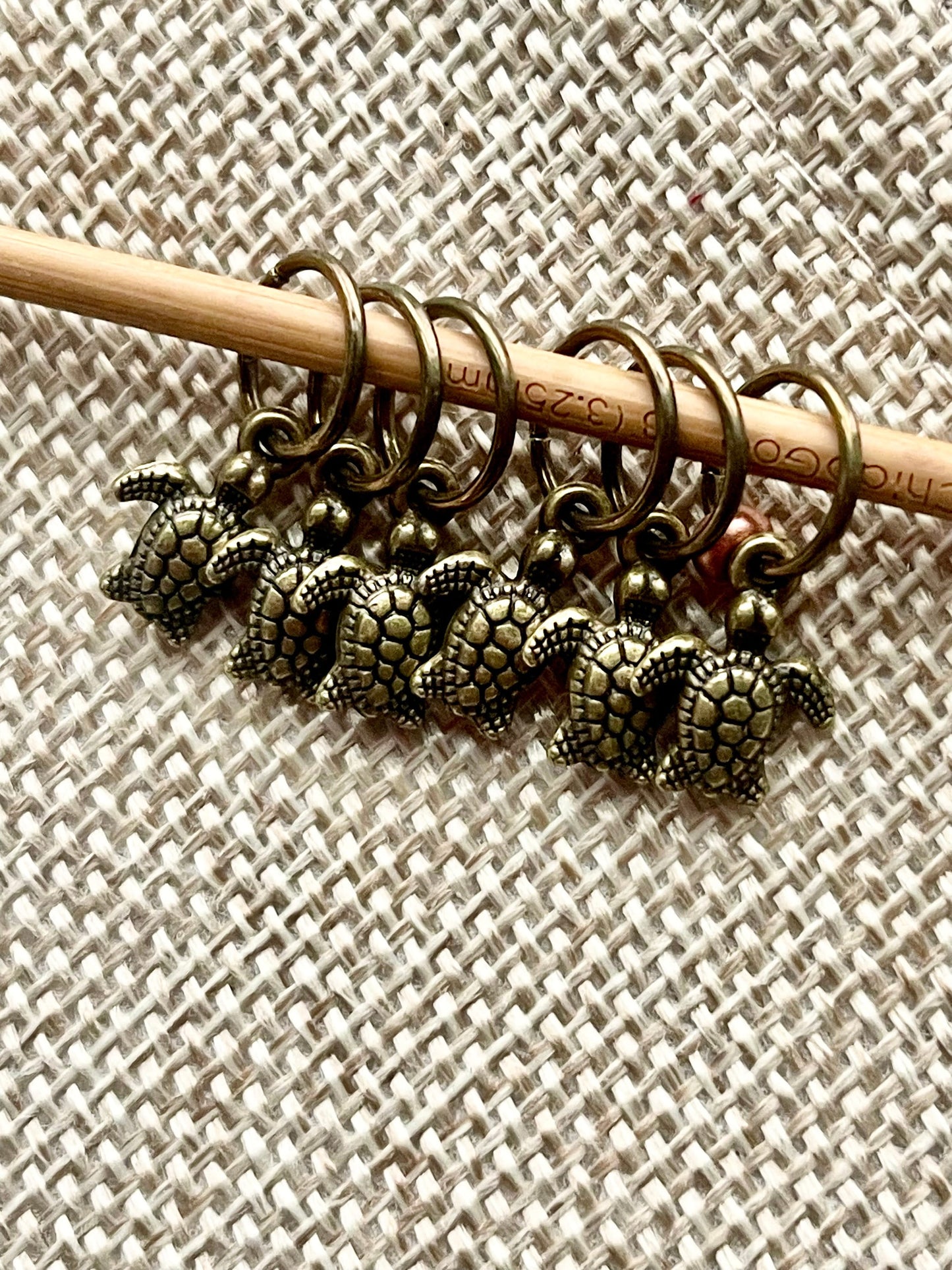 Bronze Turtle Stitch Markers, Snag-Free Knitting Progress Keepers