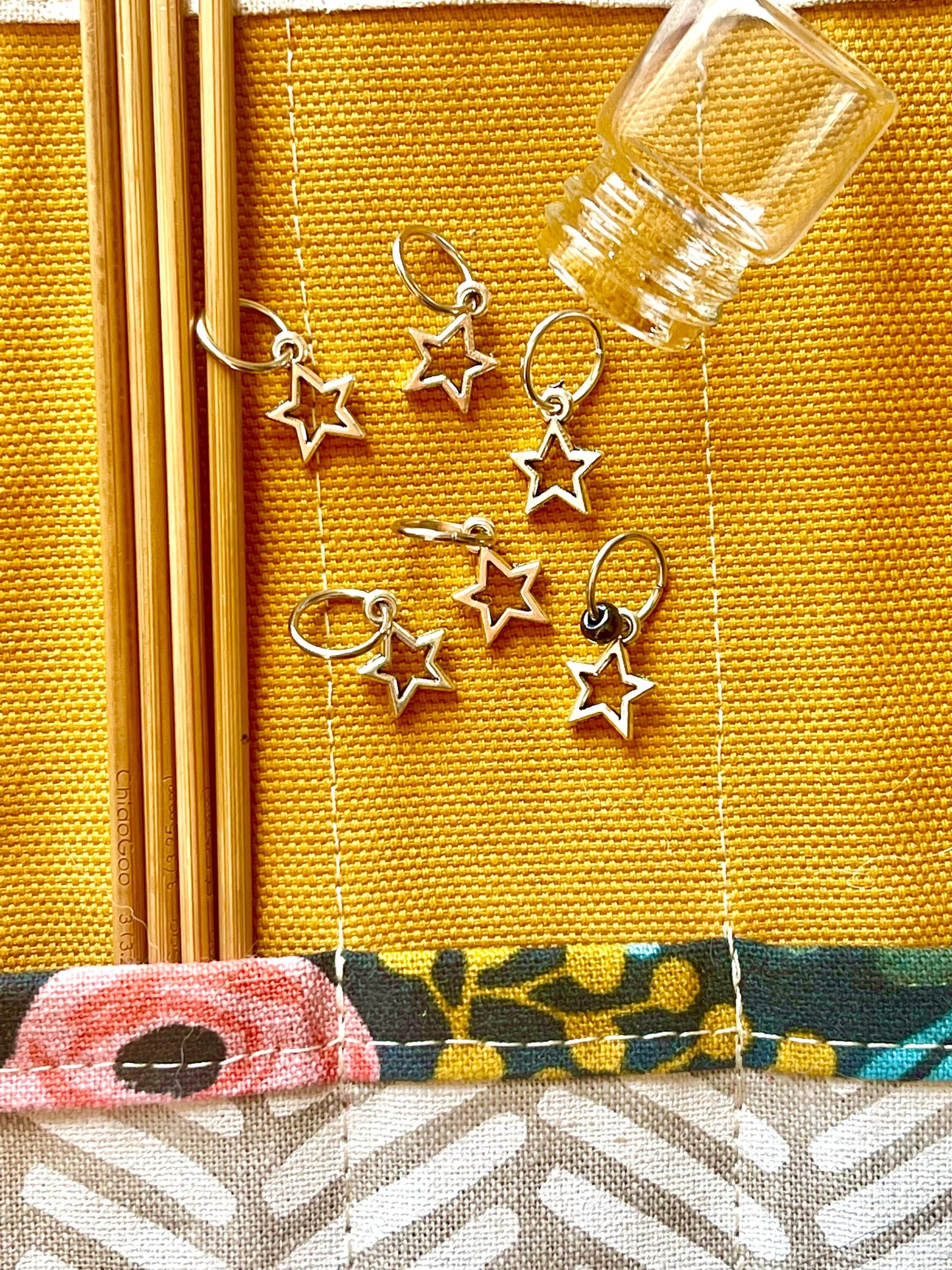 Silver Star Stitch Markers, Snag Free Knitting Accessories, Set of 6