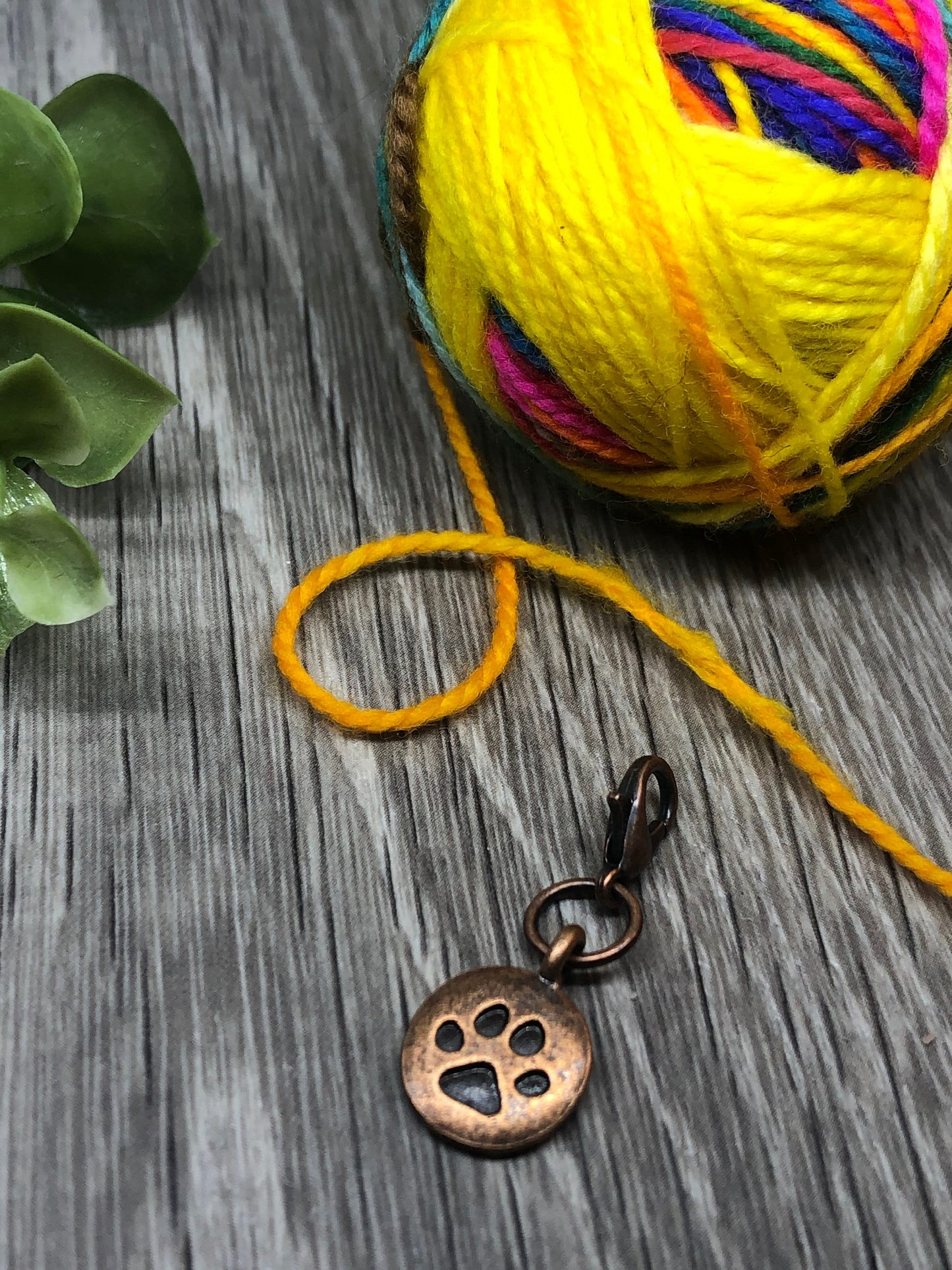 Copper Paw Print Charm, Progress Keeper, Knitting Stitch Marker