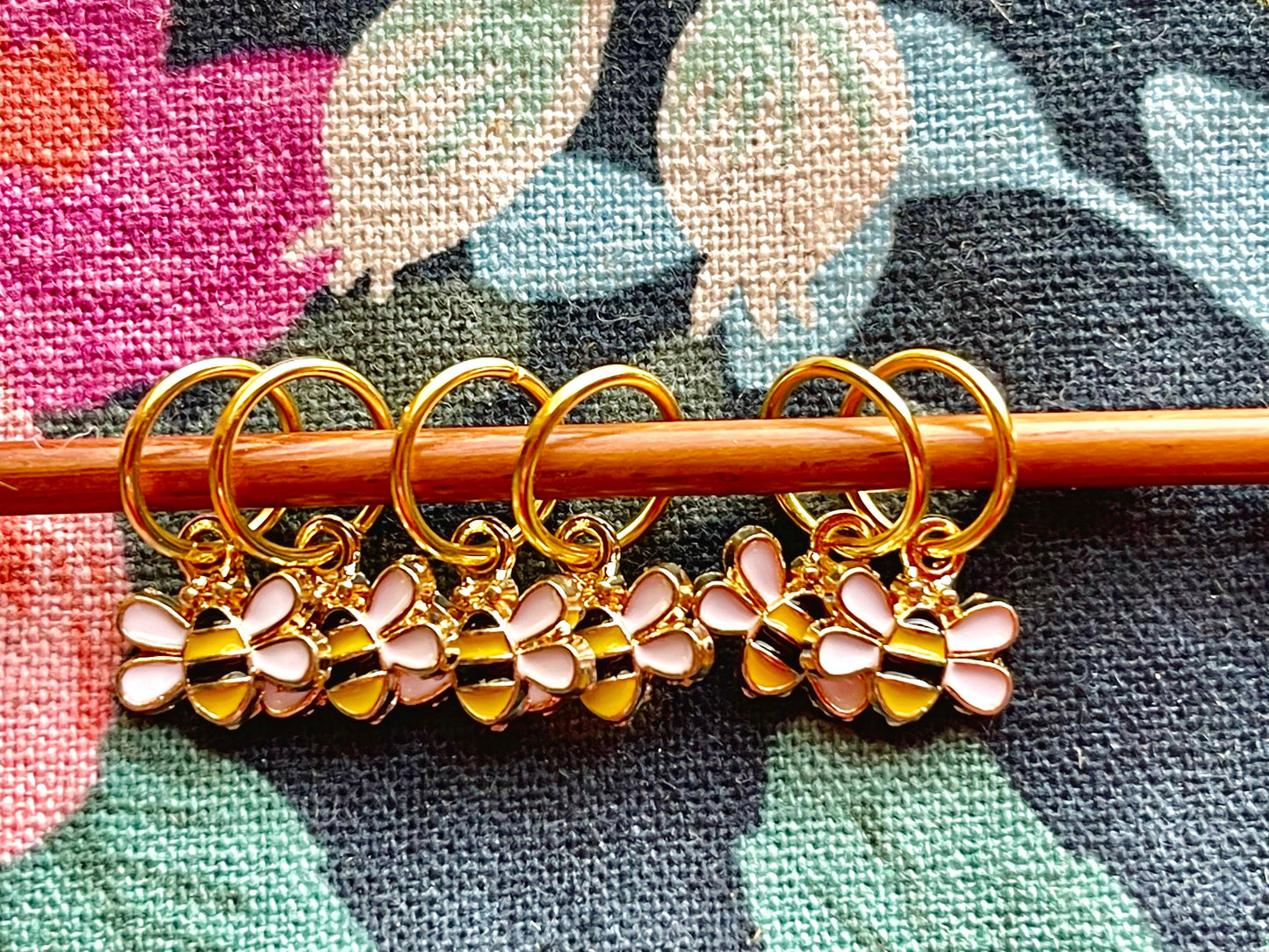 Enamel Bumblebee Stitch Markers, Snag-Free Knitting Accessories