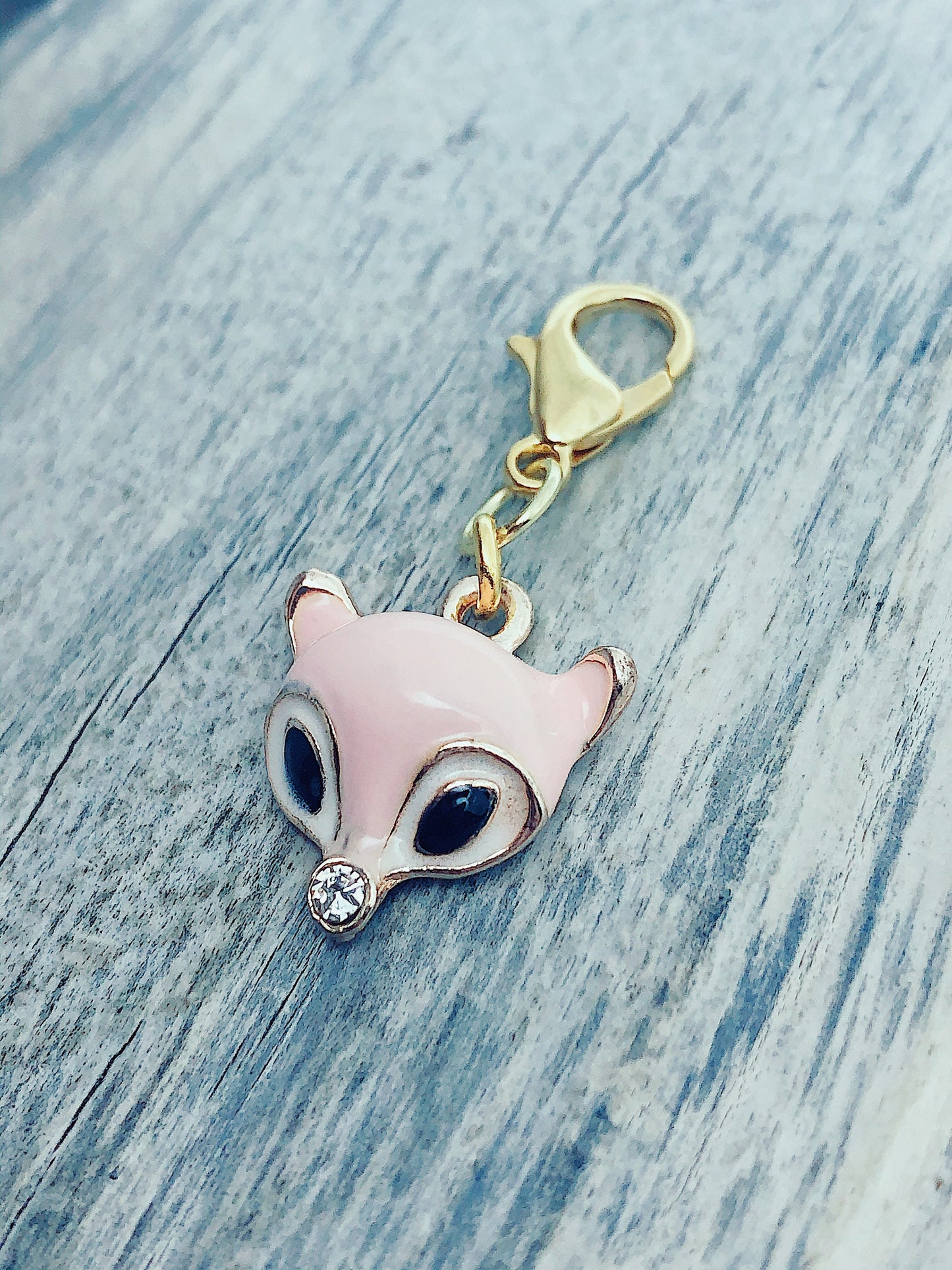 Pink Fox Charm Progress Marker, Gift for Knitters, Yarn Accessories, Knitting Ideas Notions
