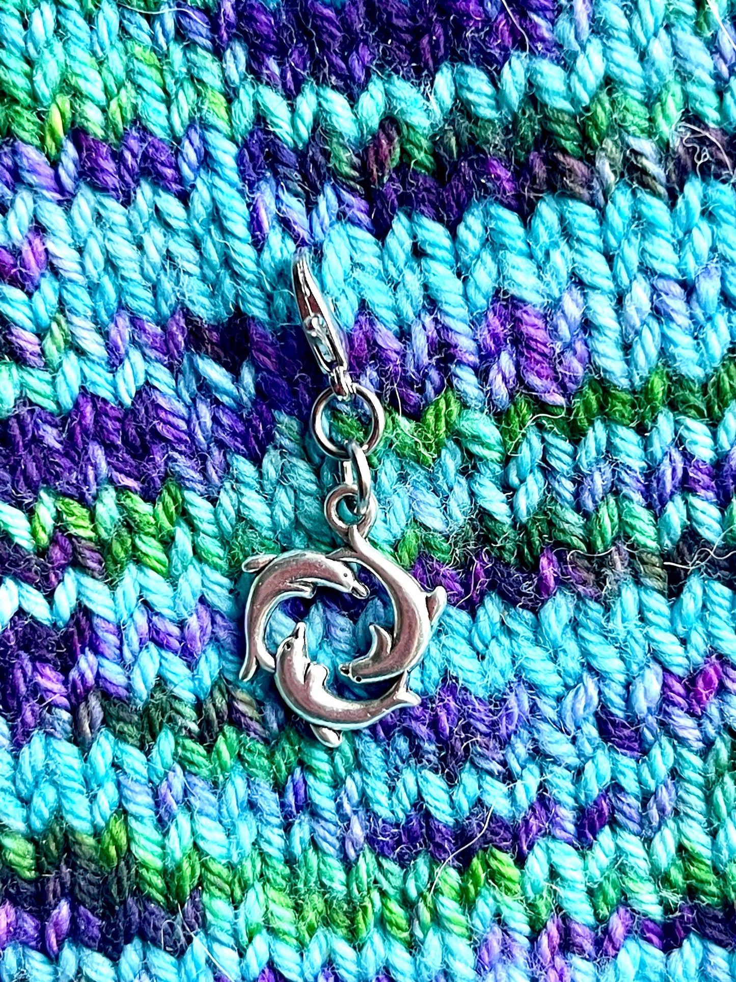 Dolphin Pod Zipper Pull, Knitter Stitch Marker, Yarn Jewelry