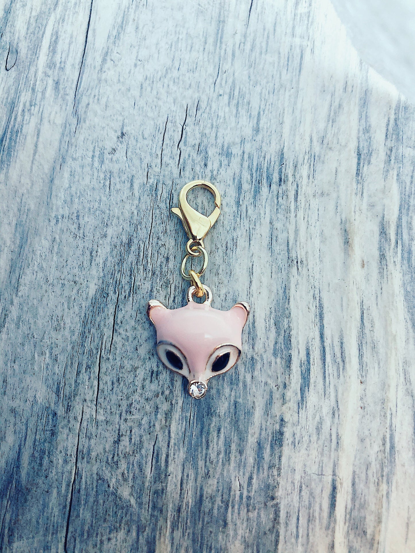 Pink Fox Charm Progress Marker, Gift for Knitters, Yarn Accessories, Knitting Ideas Notions