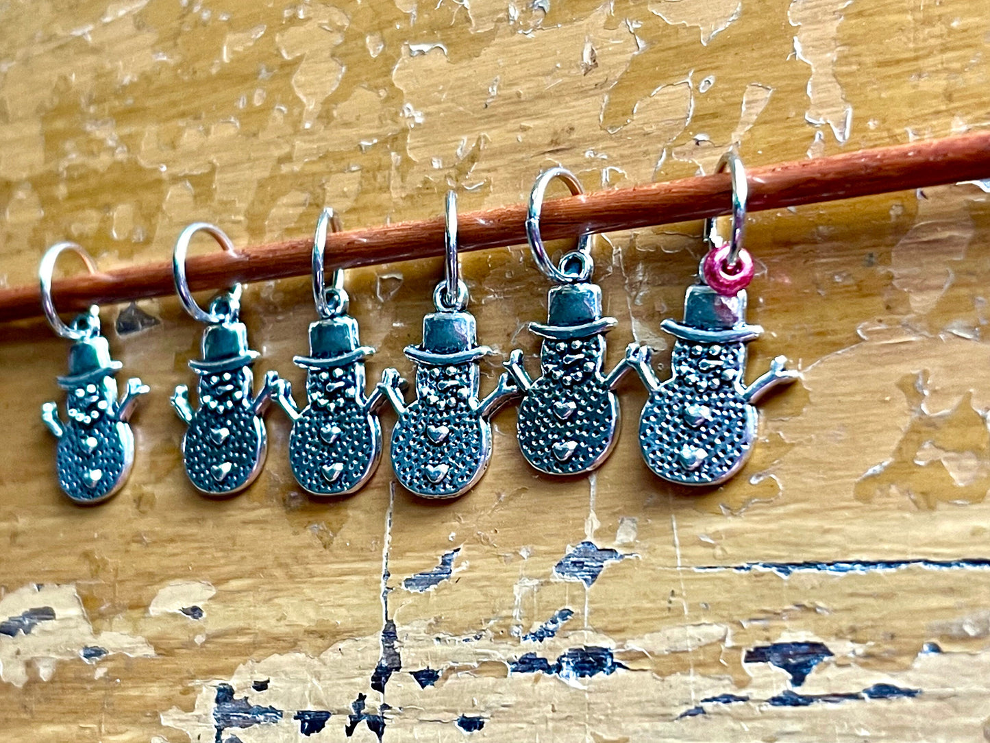Snowmen Snag Free Stitch Markers, Christmas Knitting Charms