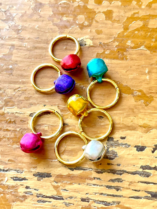 Multicolor Jingle Bells Stitch Markers for Knitters, Set of 6