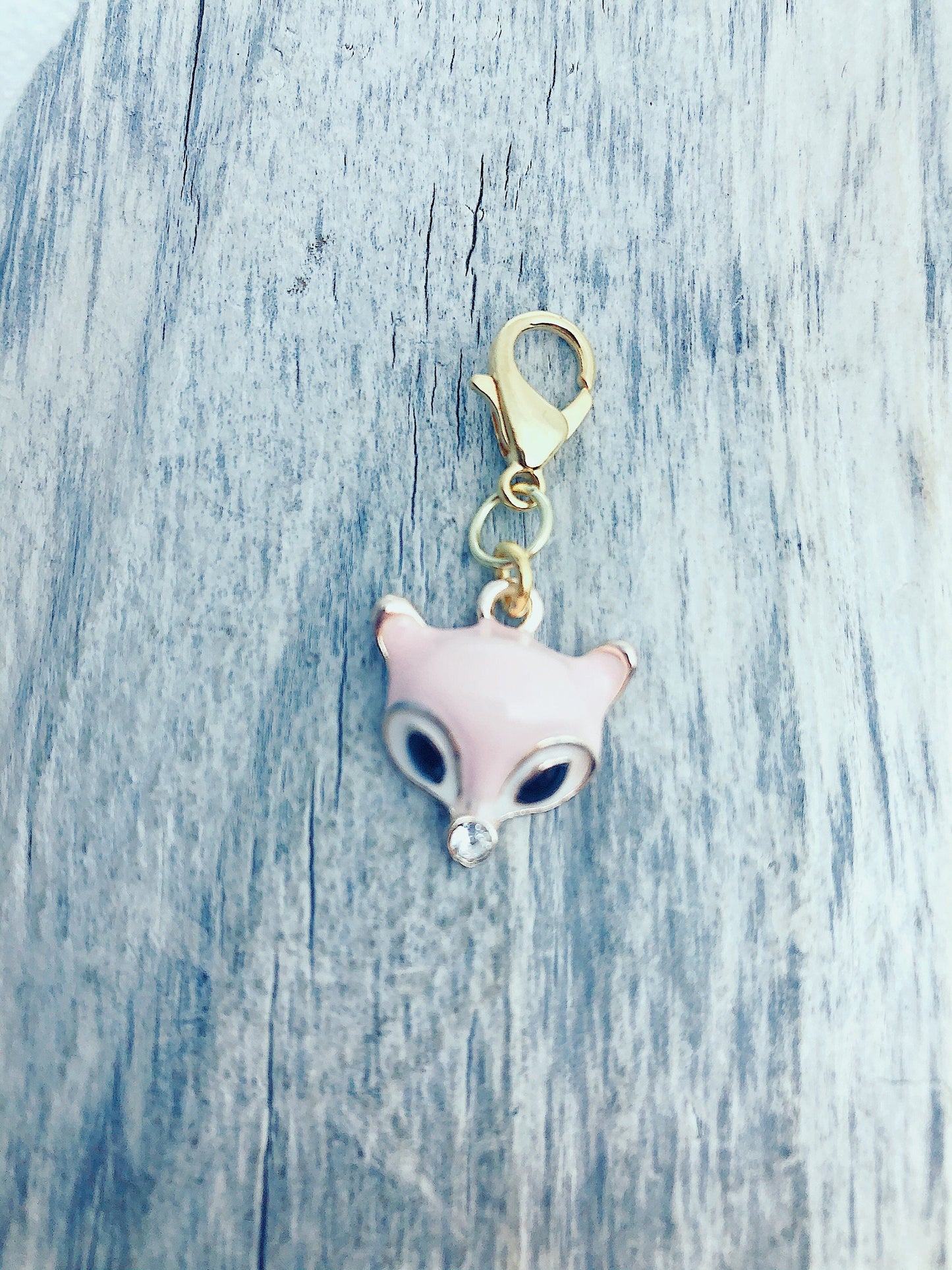 Pink Fox Charm Progress Marker, Gift for Knitters, Yarn Accessories, Knitting Ideas Notions