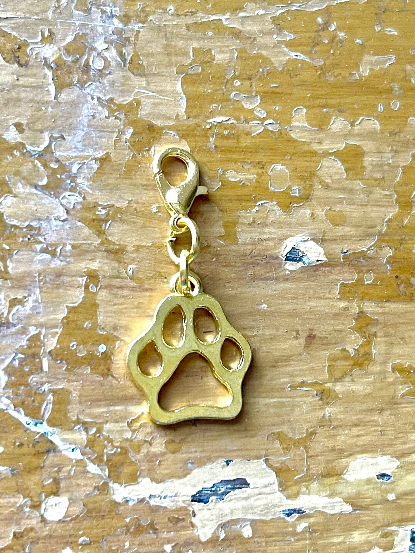 Gold Paw Print Zipper Pull Charm, Progress Keeper