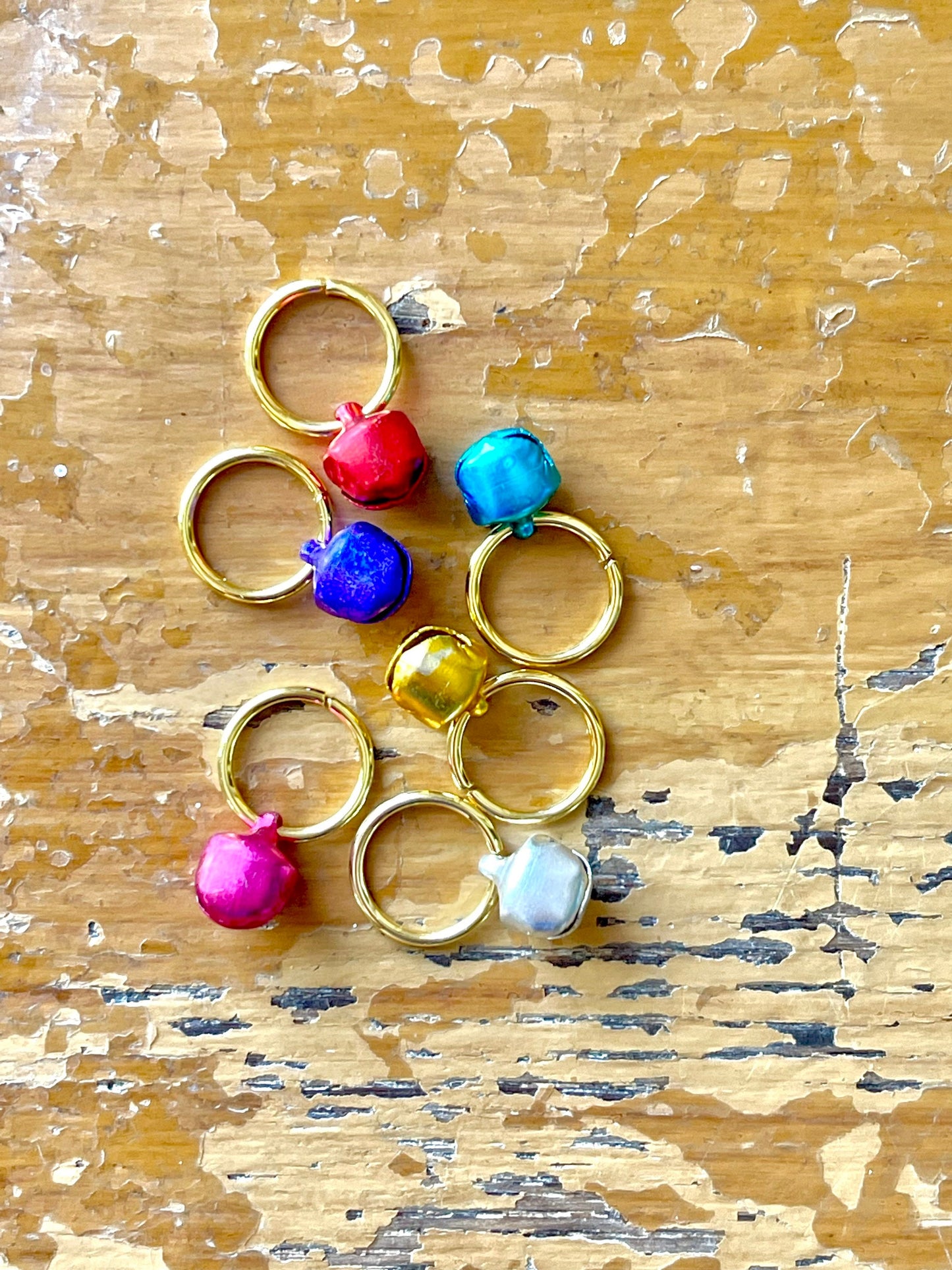 Multicolor Jingle Bells Stitch Markers for Knitters, Set of 6