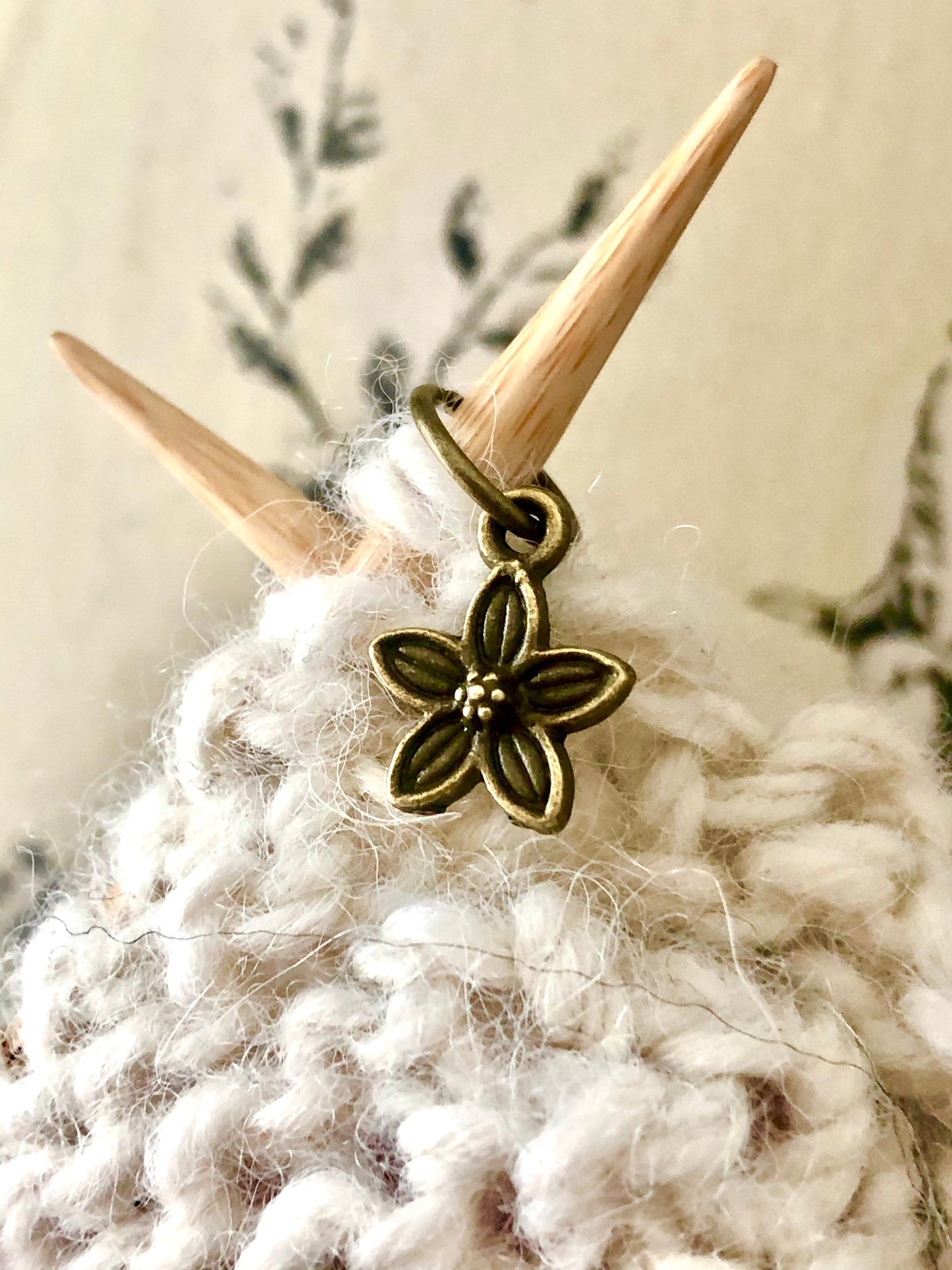 Bronze Flower Stitch Markers, Snag Free Knit Accessories, Set of 6