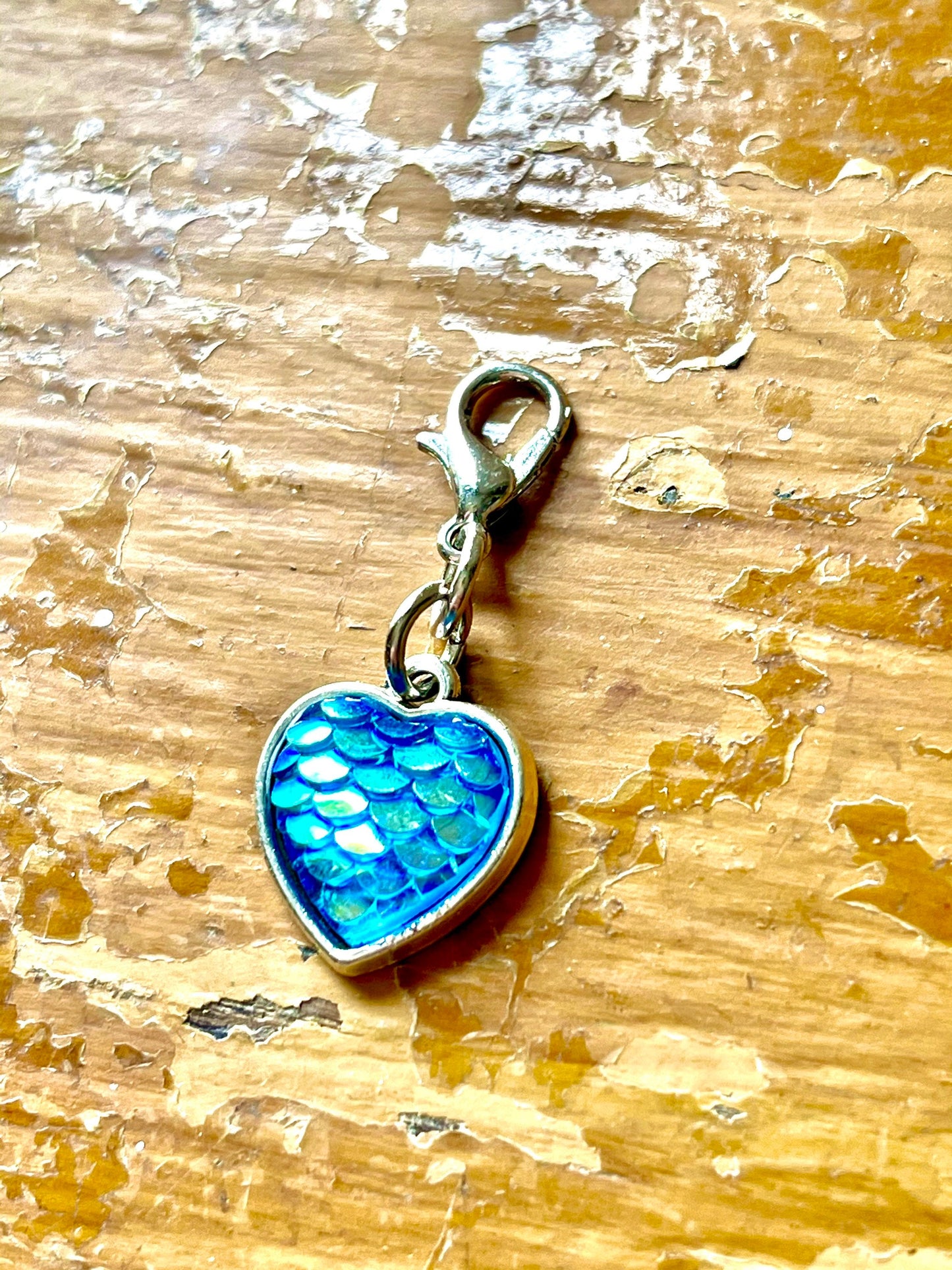 Mermaid Scales Heart Progress Keeper, Knitting Crochet Charm