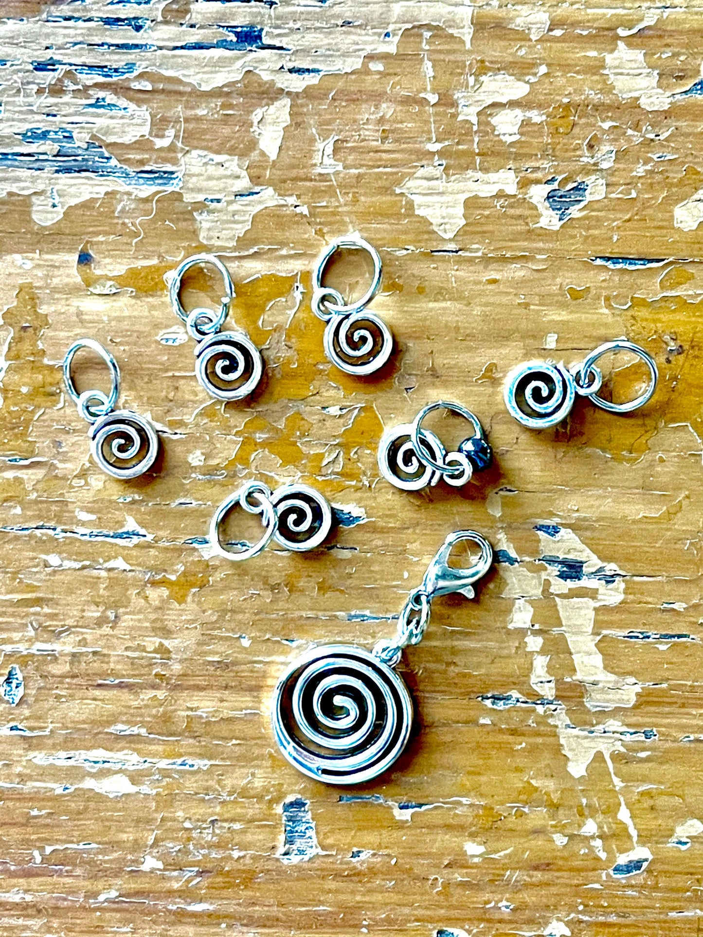 Silver Spiral Snagless Stitch Markers, Knitting Progress Keeper