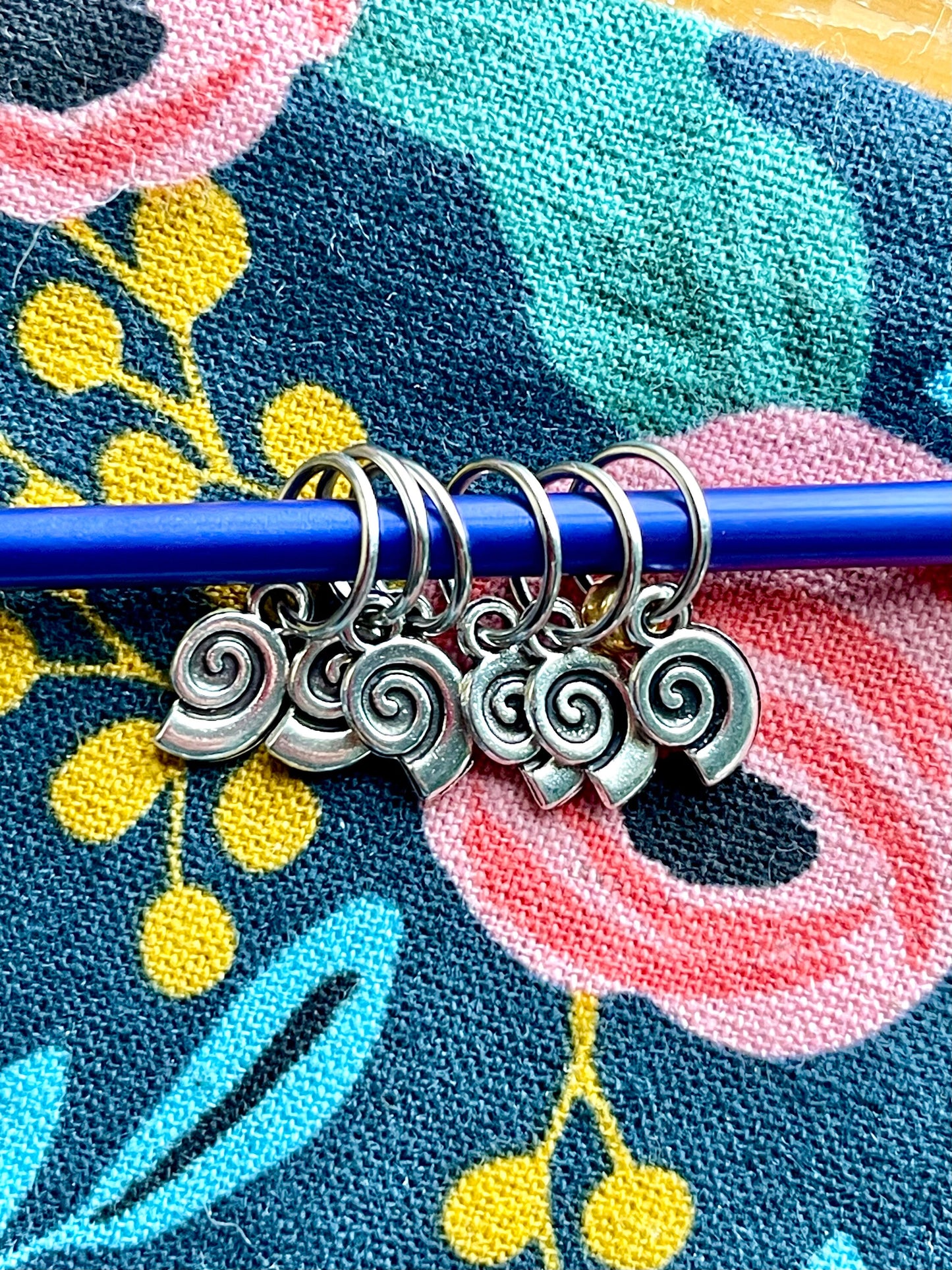 Silver Snails Stitch Markers, Knitting Progress Keepers, Knit Notions