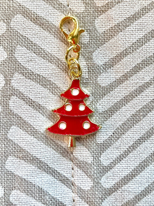 Christmas Tree Zipper Pull, Stitch Marker, Knitting Crochet Charm