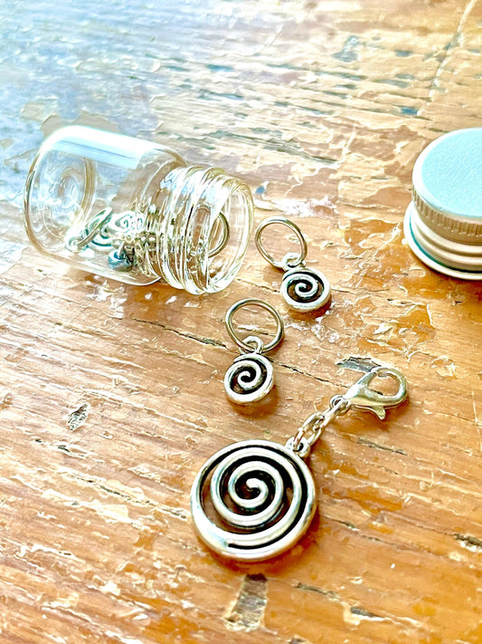 Silver Spiral Snagless Stitch Markers, Knitting Progress Keeper