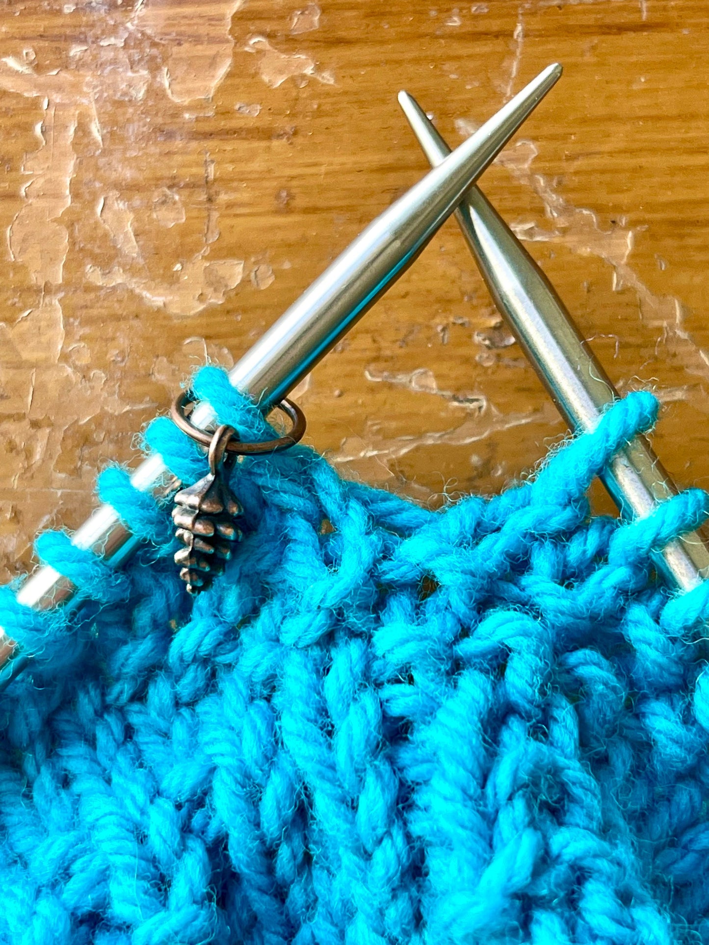 Antique Copper Pine Cone Stitch Markers, Knitting Accessories (Set of 6)
