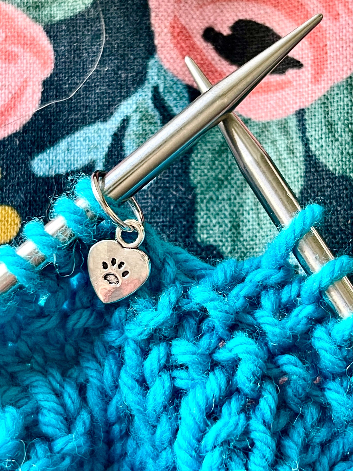Cat Stitch Markers, Paw & I Love My Cat, Snag Free Knitting Accessories
