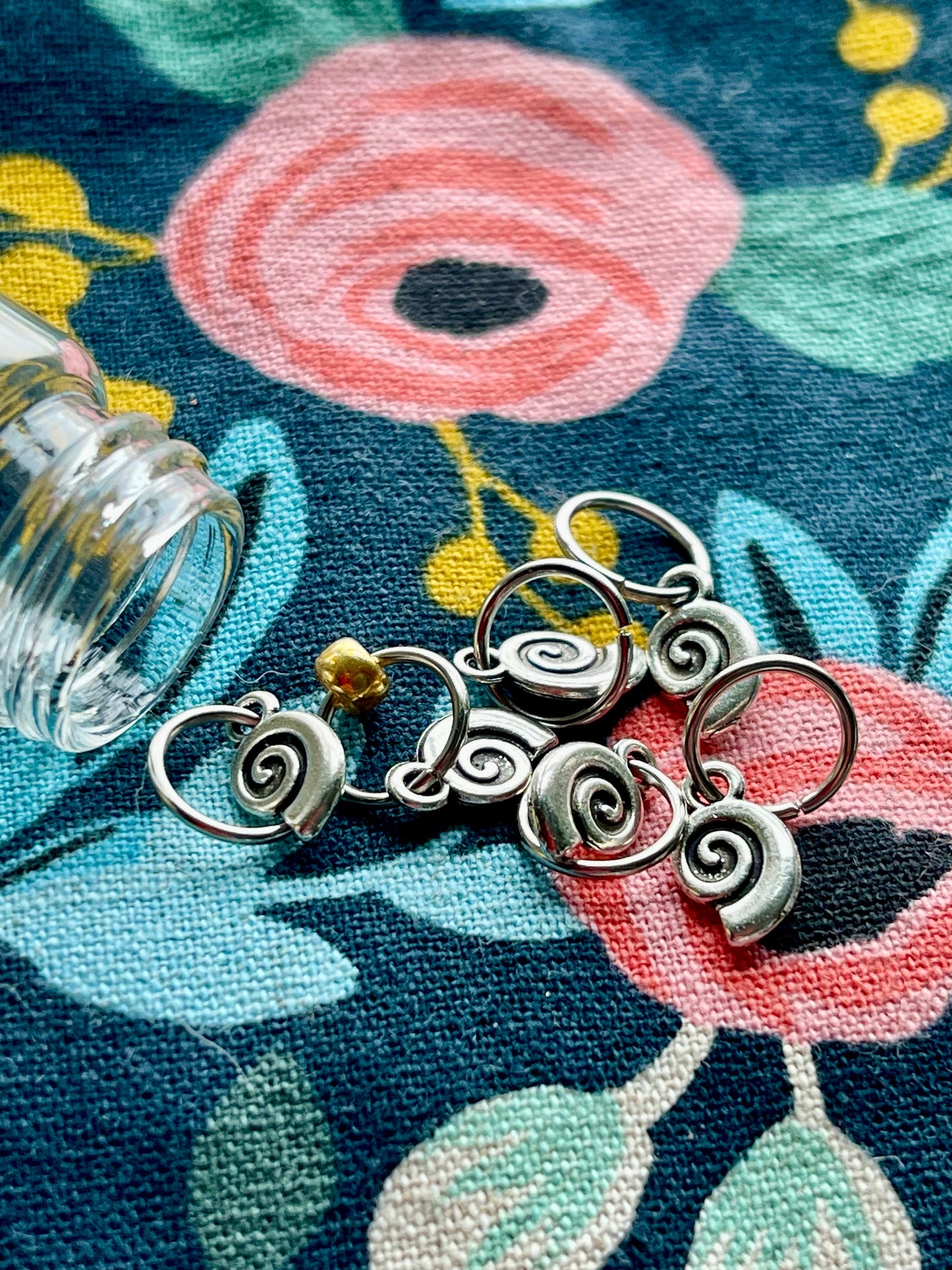 Silver Snails Stitch Markers, Knitting Progress Keepers, Knit Notions