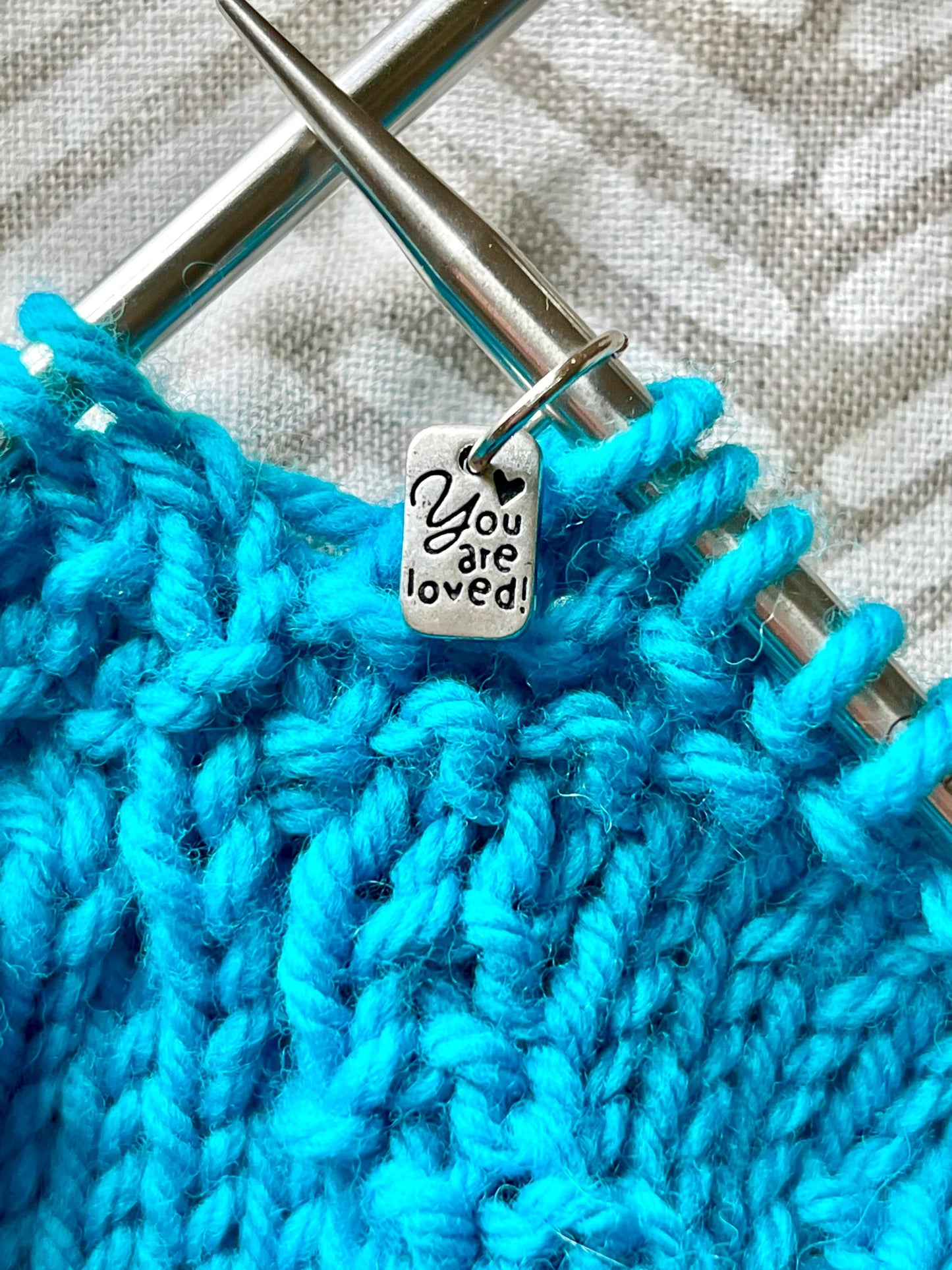 You Are Loved Stitch Markers, Snagfree Knitting Notions, Fits US11 Needles
