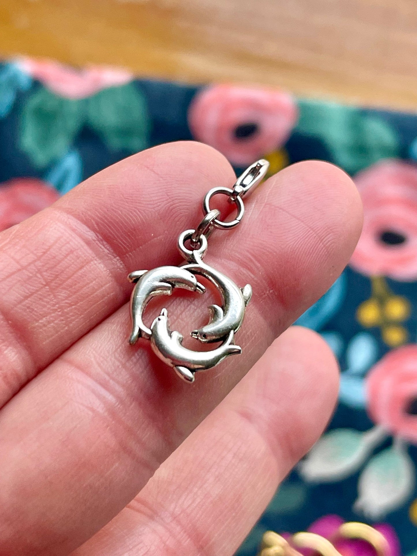 Dolphin Pod Zipper Pull, Knitter Stitch Marker, Yarn Jewelry