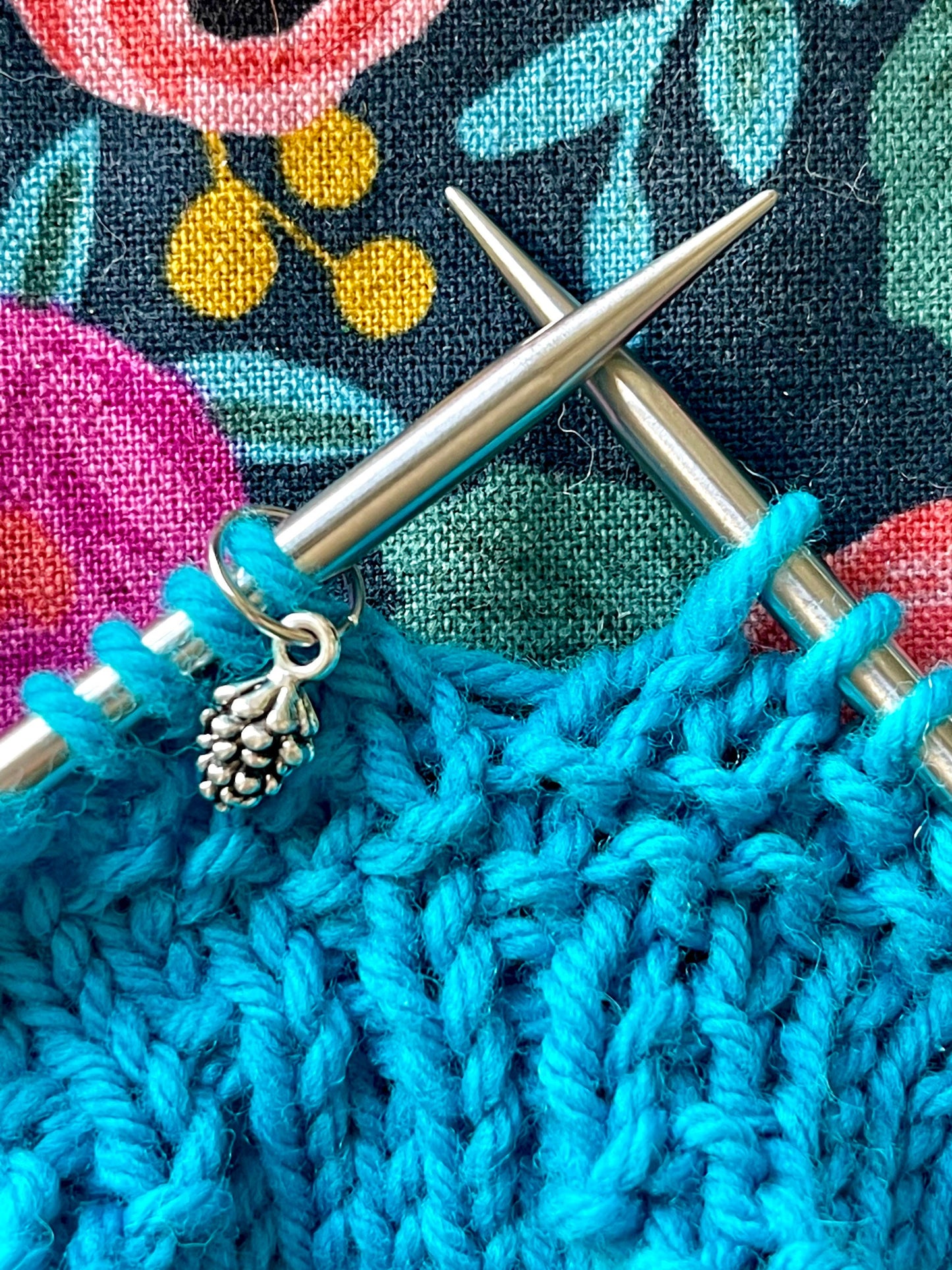 Silver Pine Cone Stitch Markers, Knitting Accessories, Set of 6