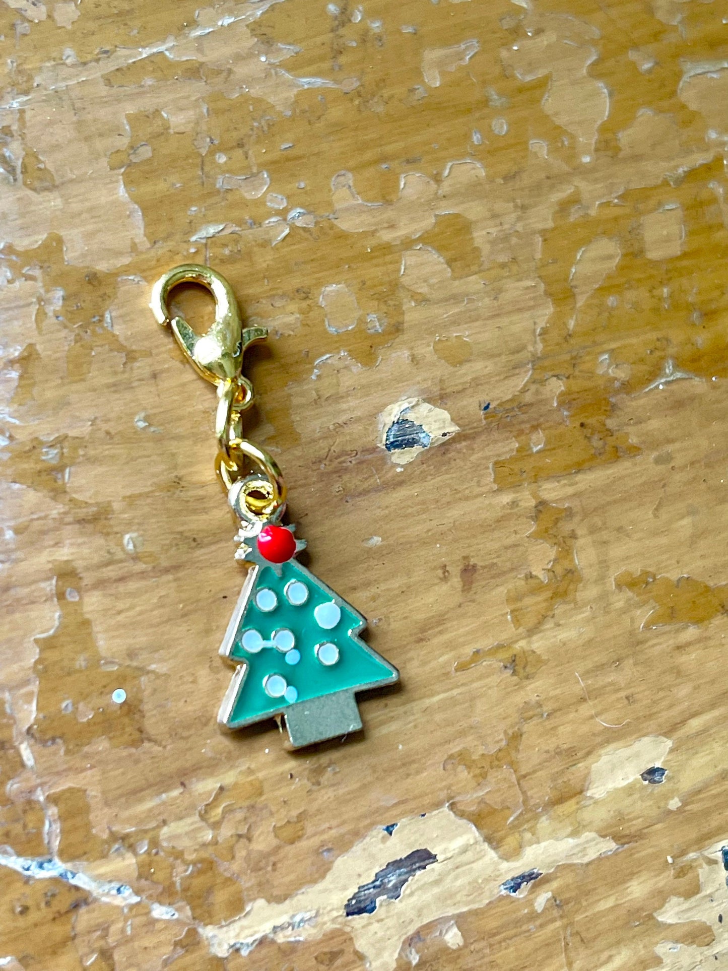 Christmas Tree Zipper Pull, Holiday Stitch Marker