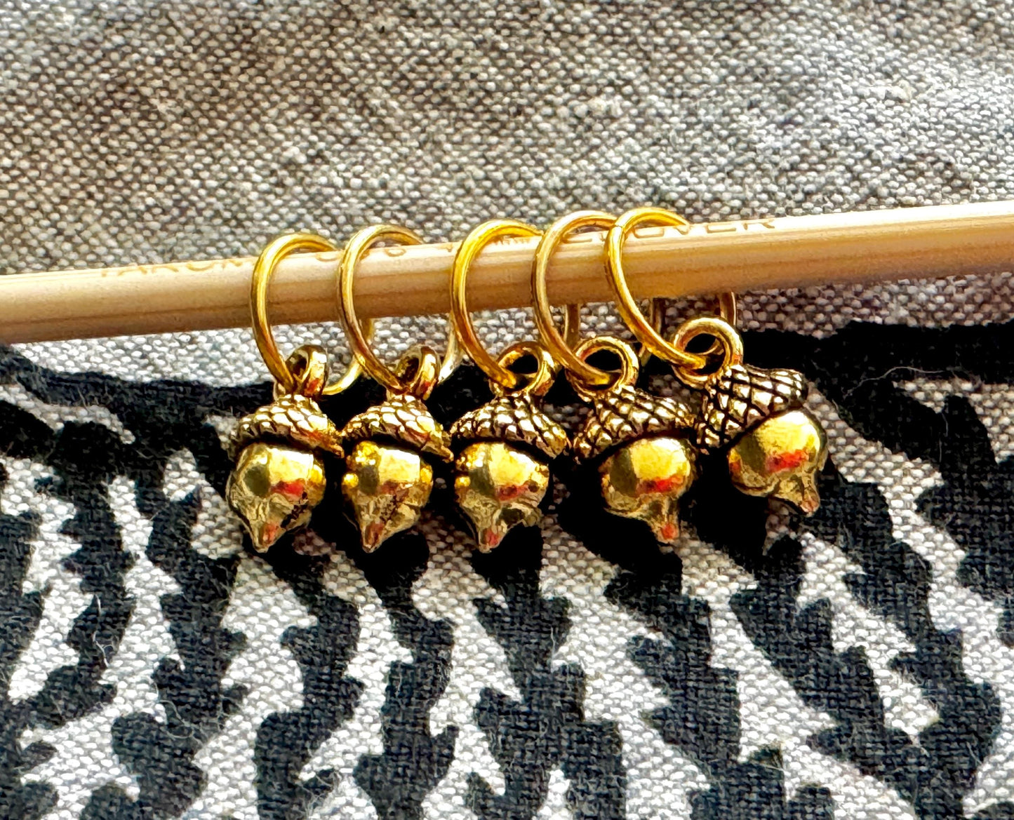 Gold Acorn Snag Free Stitch Markers, Knitting Notions