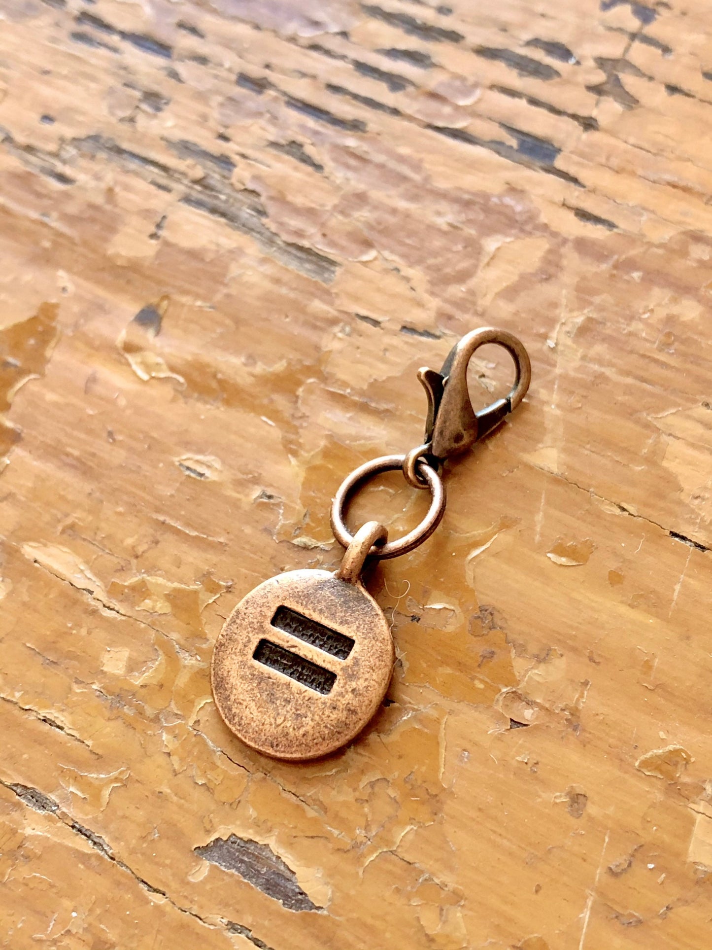 Equality Sign Charm, TierraCast Antique Copper Progress Keeper, LGBTQ Pride Zipper Pull