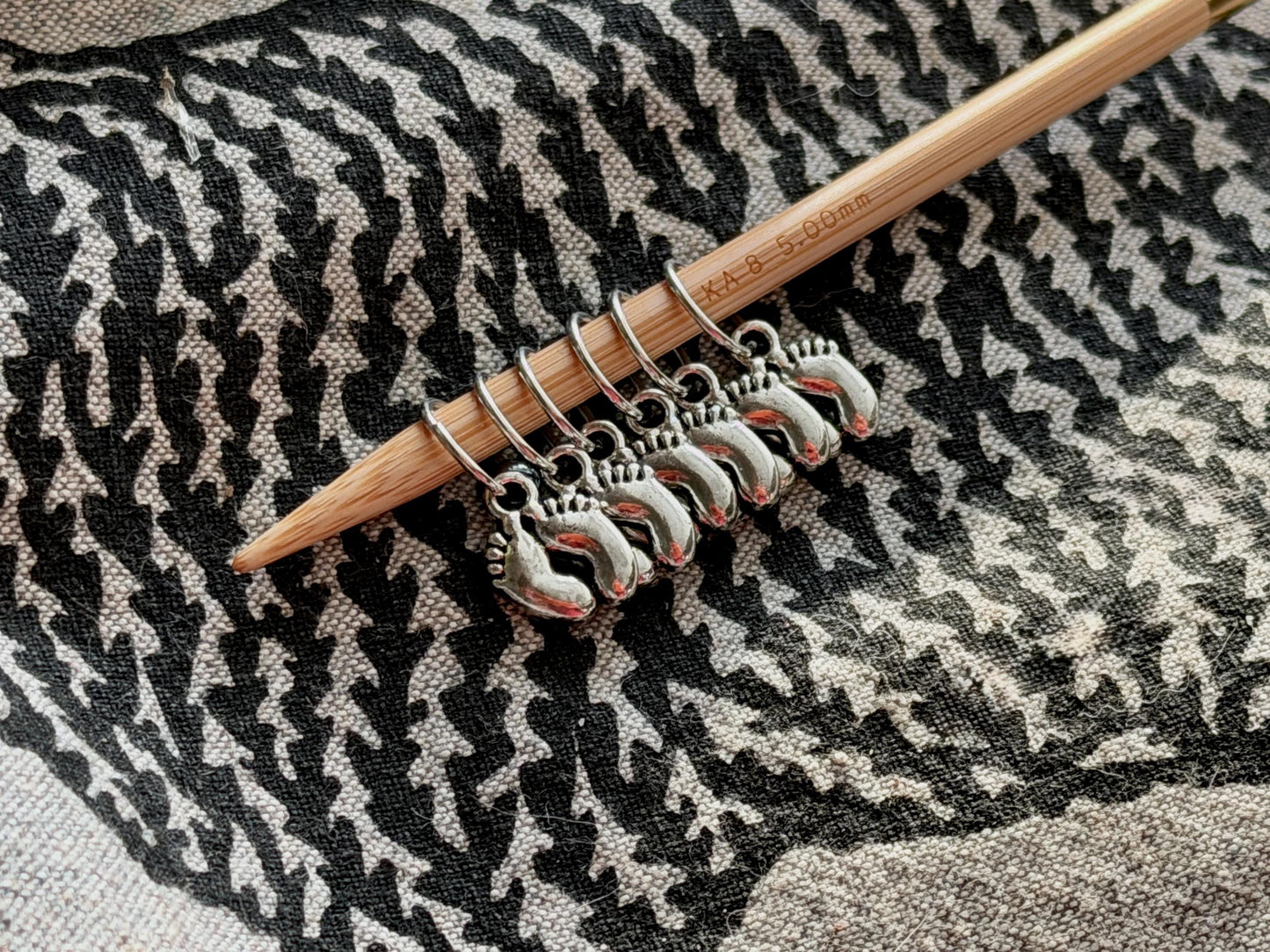 Silver Baby Feet Stitch Markers, Snag Free Knitting Notions, Set of 6
