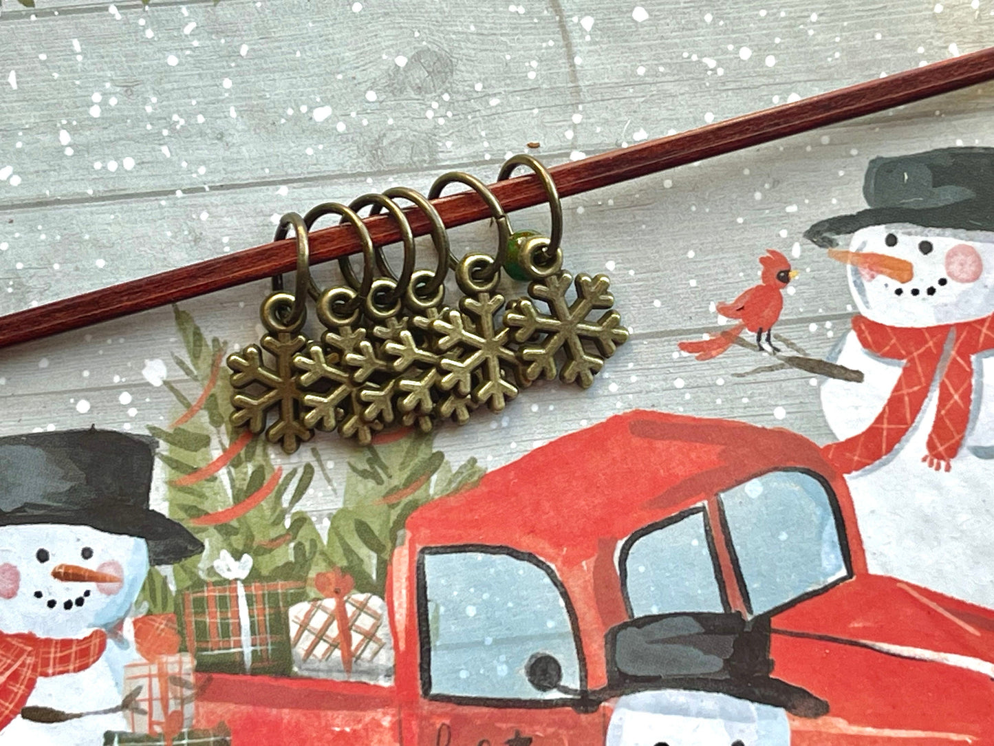 Bronze Snowflakes Stitchmarkers, Snagfree Progress Keepers, Knitting Accessories, Holiday Christmas Knits, Yarn Jewelry Knitters
