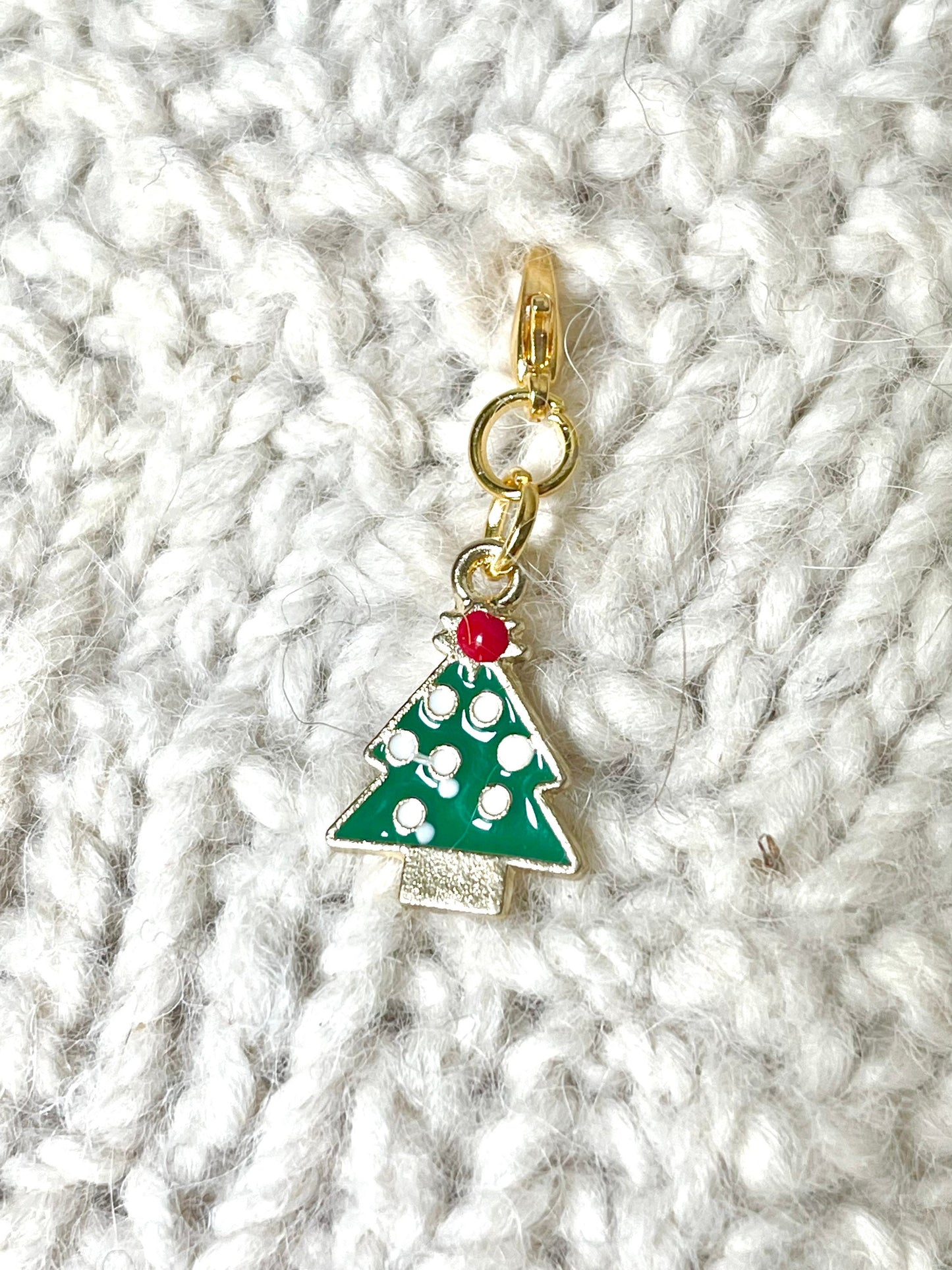 Christmas Tree Zipper Pull, Holiday Stitch Marker