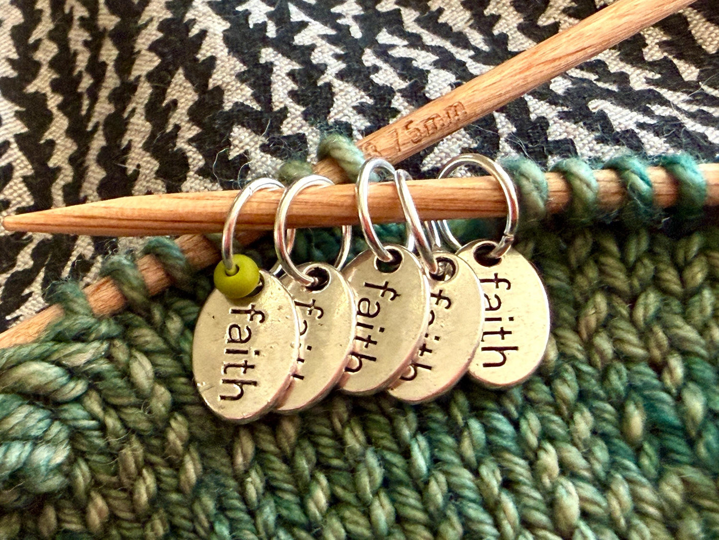 Silver Faith Stitch Markers, Knitting Accessories (Set of 6)