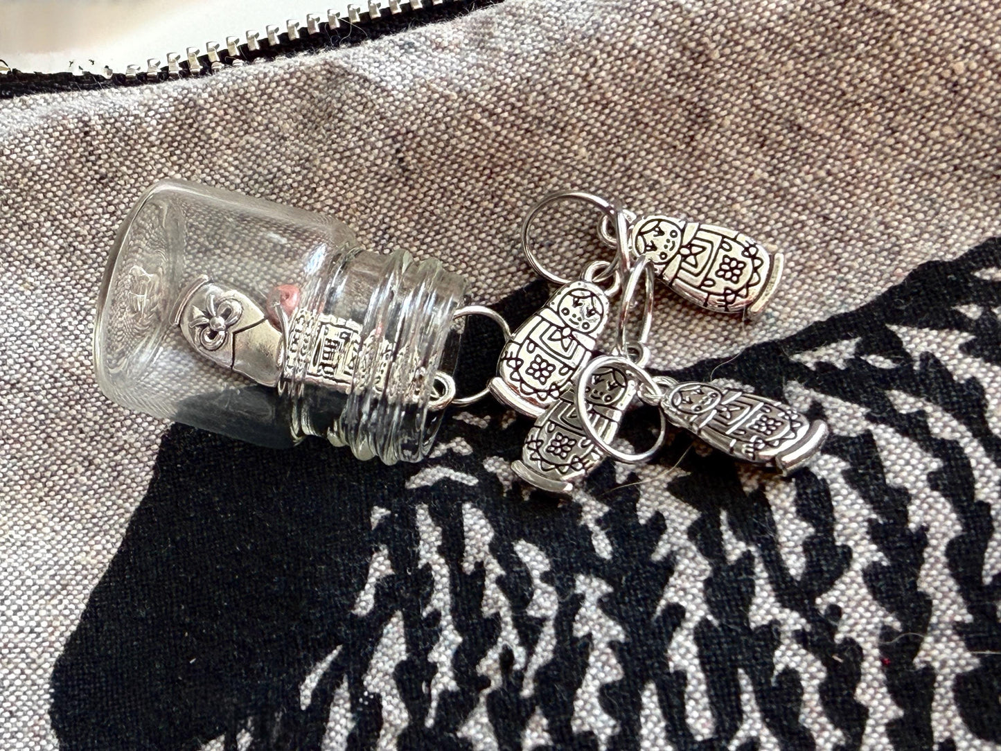 Silver Russian Nesting Doll Stitch Markers, Snag Free Knitting Notions, Yarn Jewelry