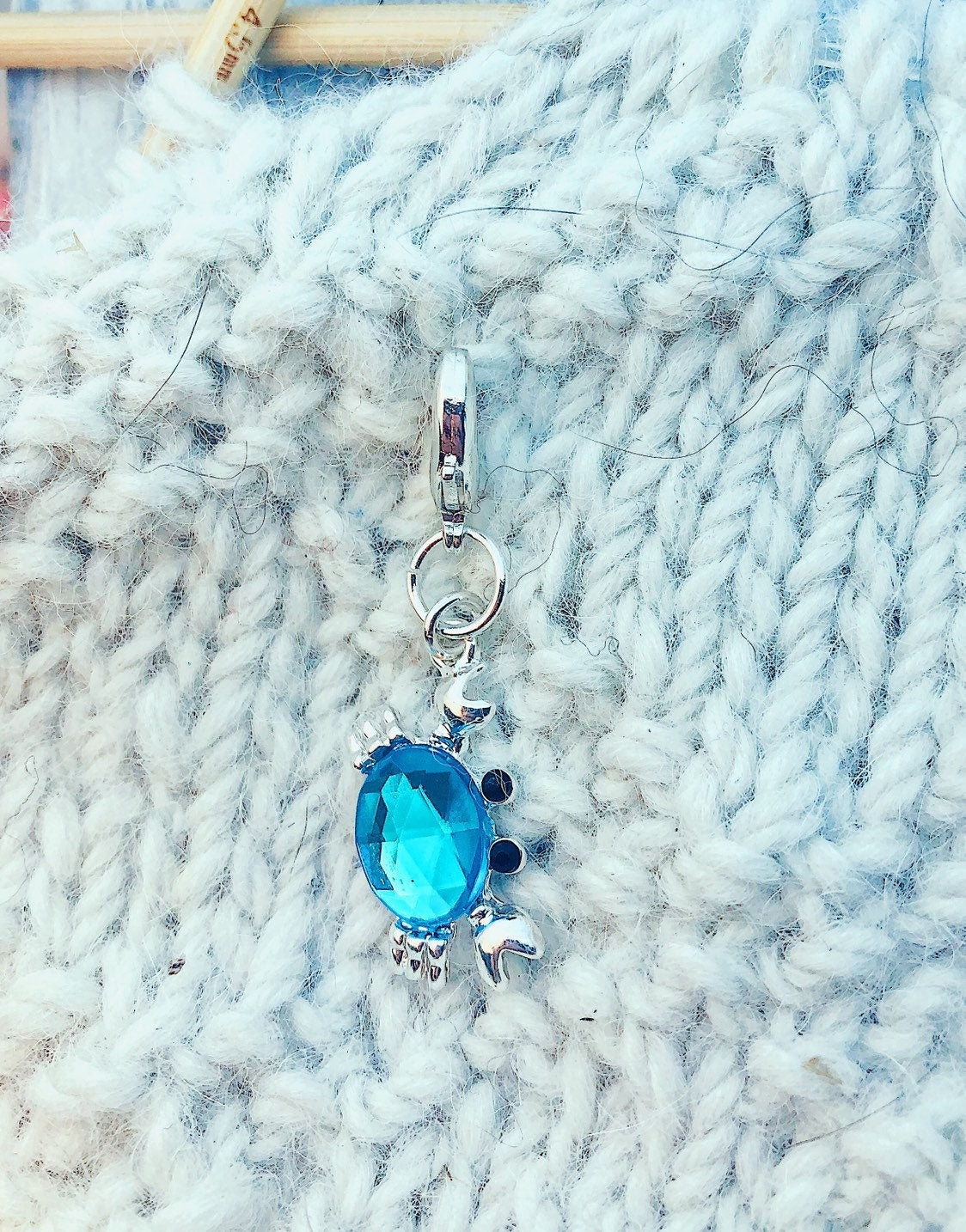 Blue Crab Progress Keeper, Knitting Stitch Marker