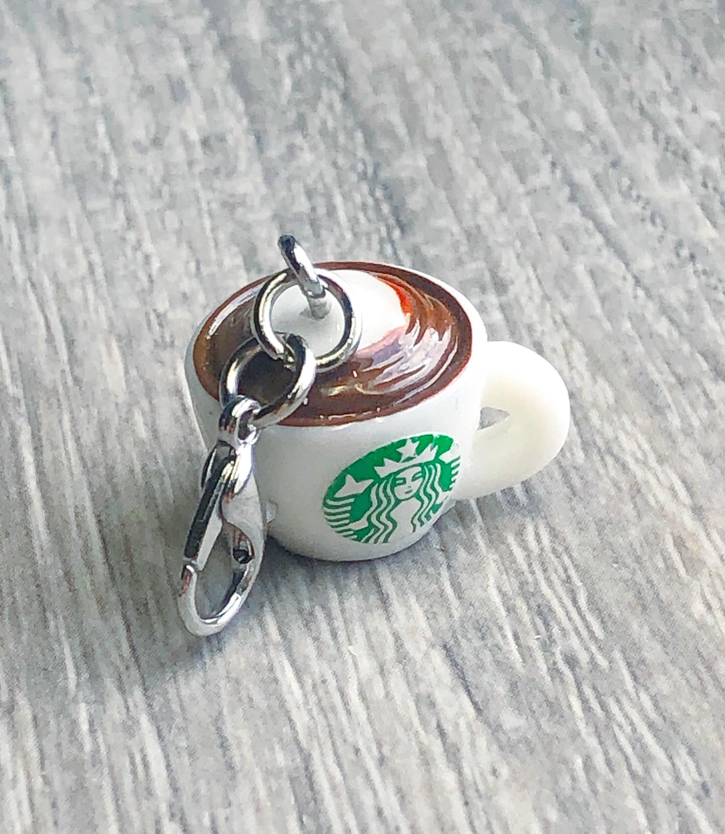 Latte Coffee Cup Zipper Pull Charm, Progress Keeper, Stitch Marker