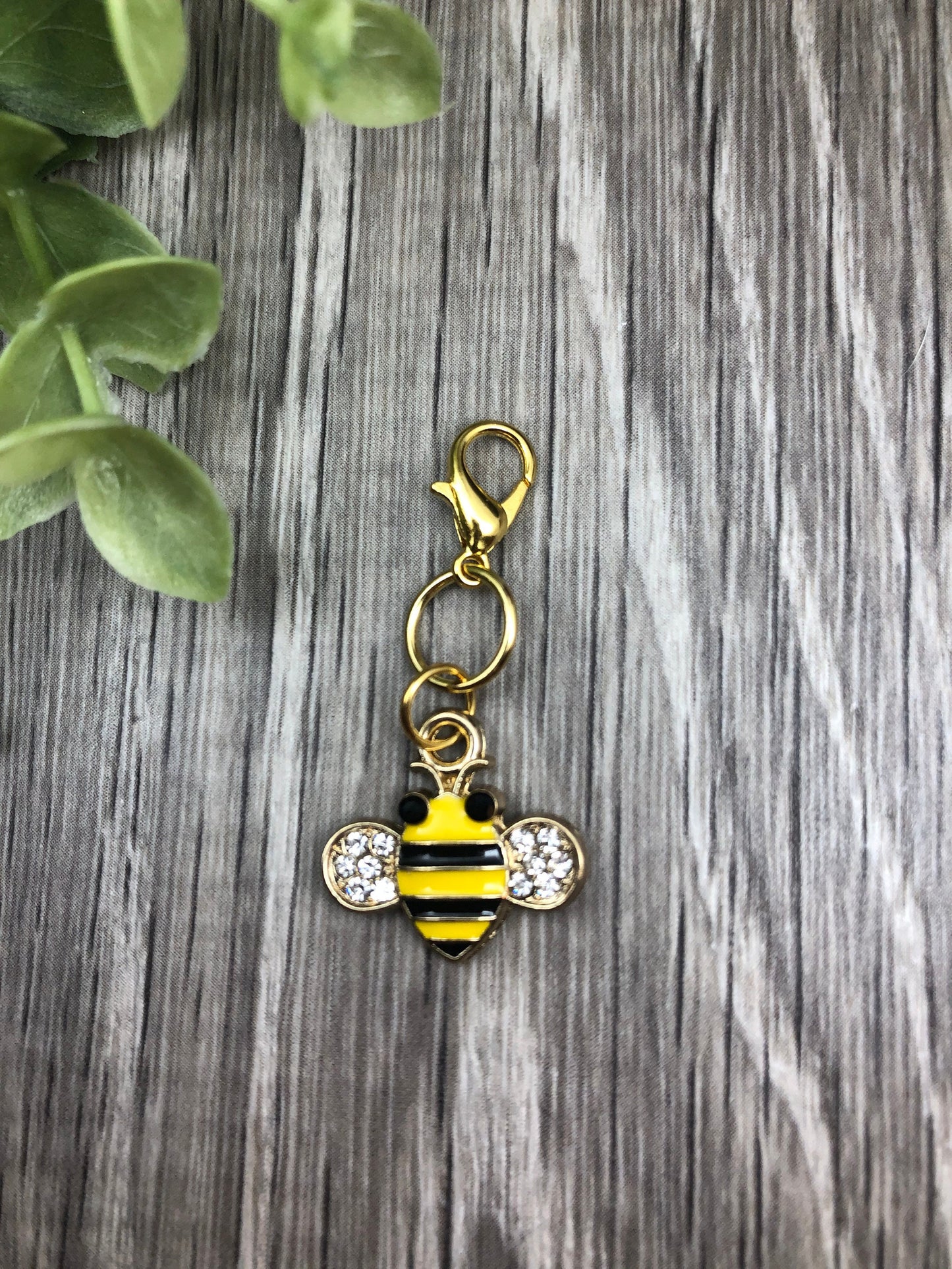 Bumblebee Stitch Marker, Gold Lobster Clasp, Knitting Progress Keeper