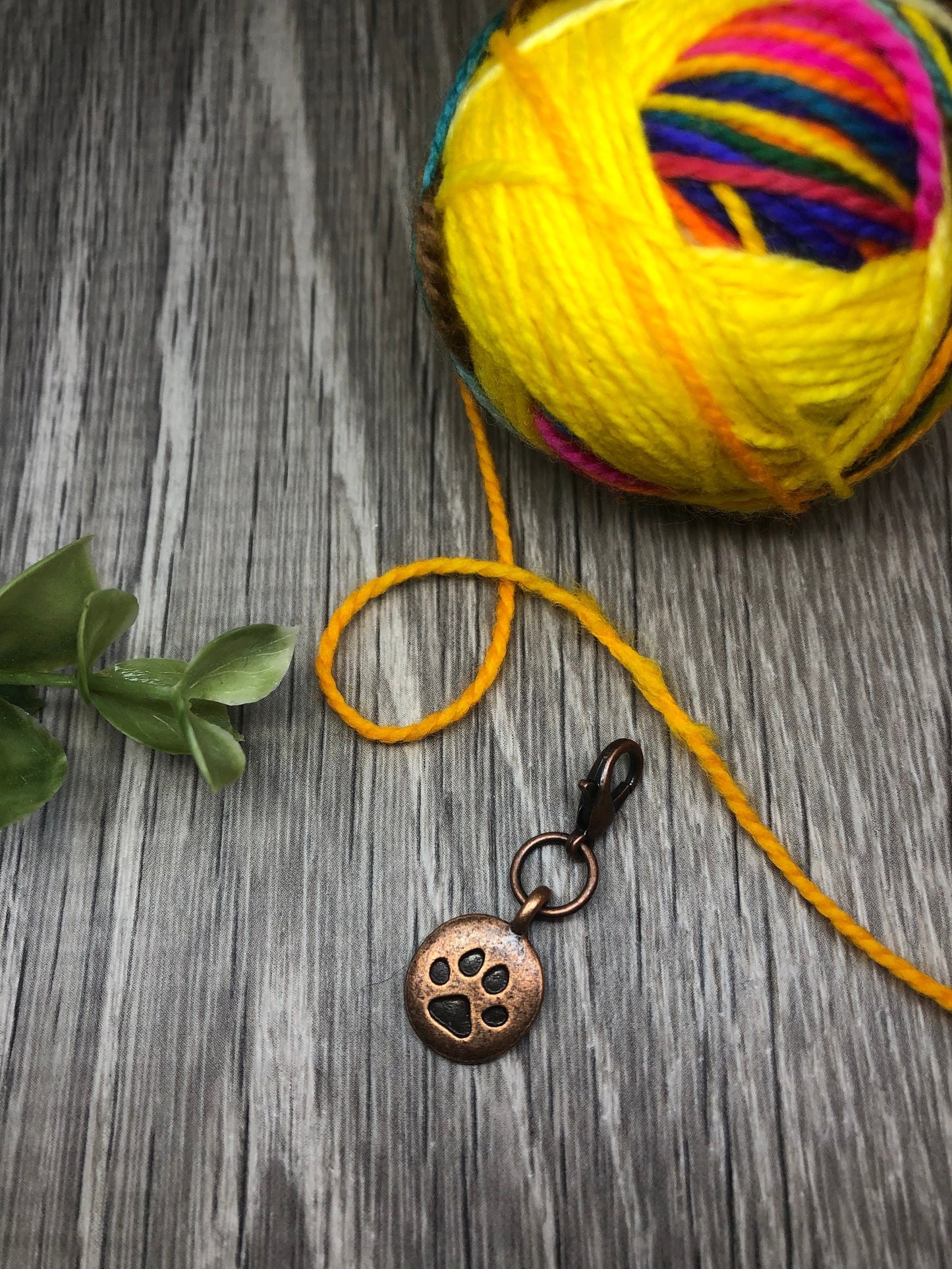 Copper Paw Print Charm, Progress Keeper, Knitting Stitch Marker