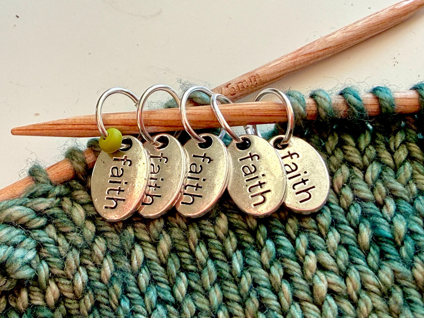 Silver Faith Stitch Markers, Knitting Accessories (Set of 6)