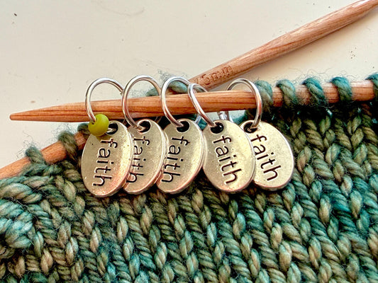 Silver Faith Stitch Markers, Knitting Accessories (Set of 6)